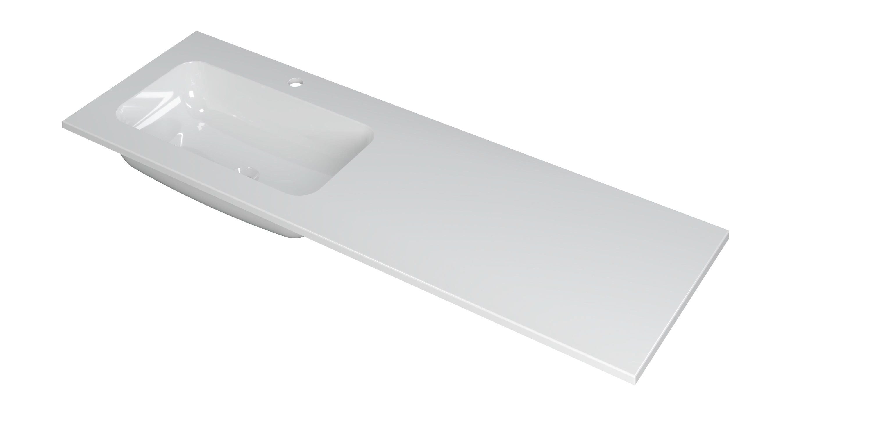 Ink Faktor meubelwastafel 140x45cm polystone - links - 1 kraangat - glans wit