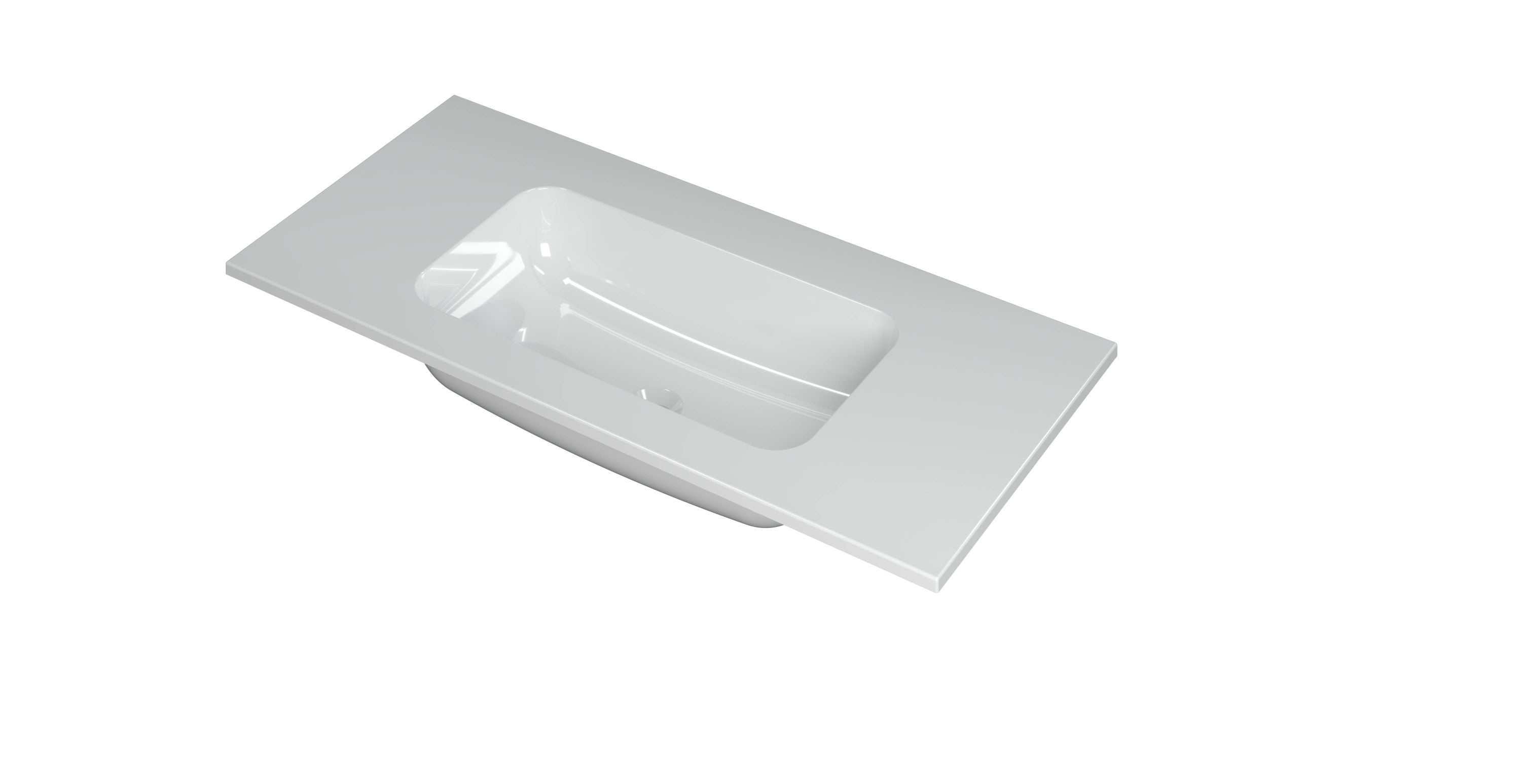Ink Faktor meubelwastafel 100x45cm polystone - midden - zonder kraangat - glans wit