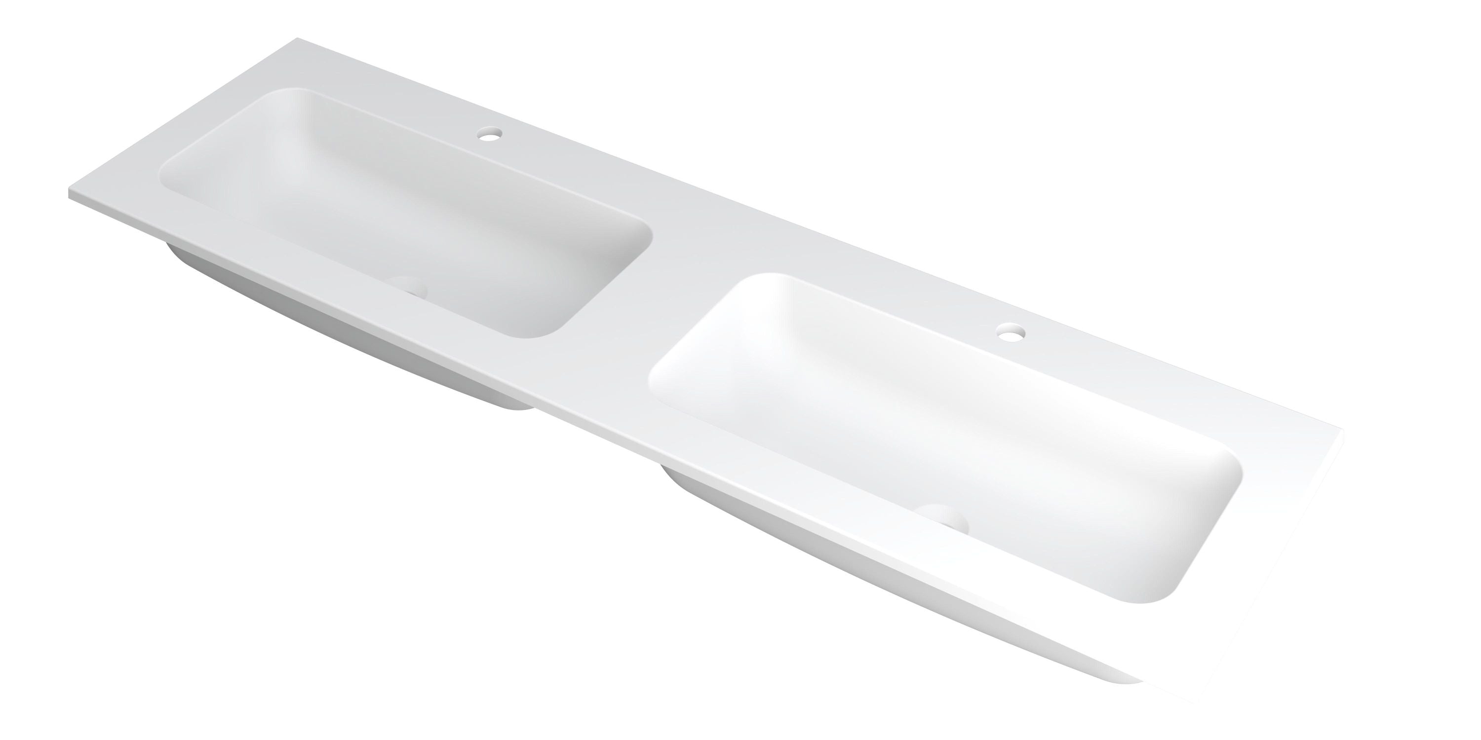 Ink Faktor meubelwastafel 120x45cm polystone - dubbel - 2 kraangaten - mat wit