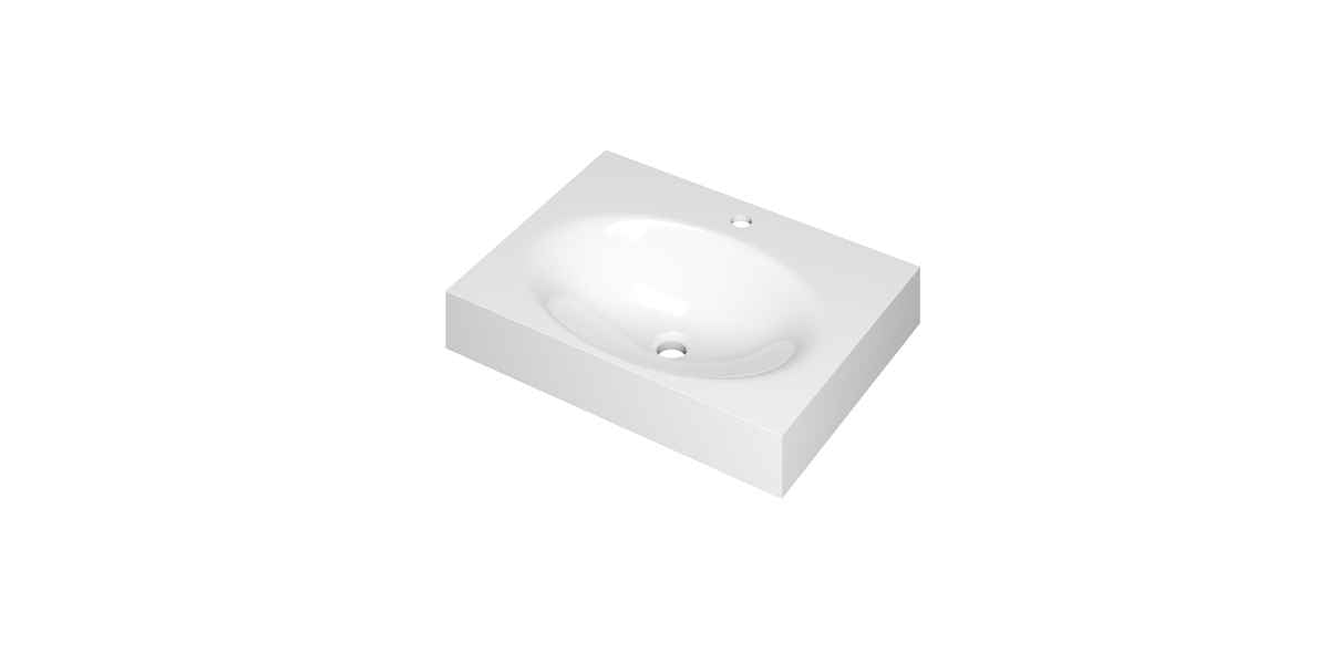 Ink Smooth meubelwastafel 60x45cm polystone - 1 kraangat - glans wit