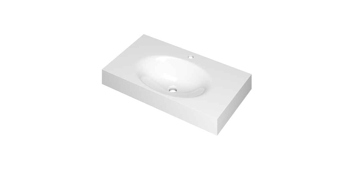 Ink Smooth meubelwastafel 80x45cm polystone - 1 kraangat - glans wit