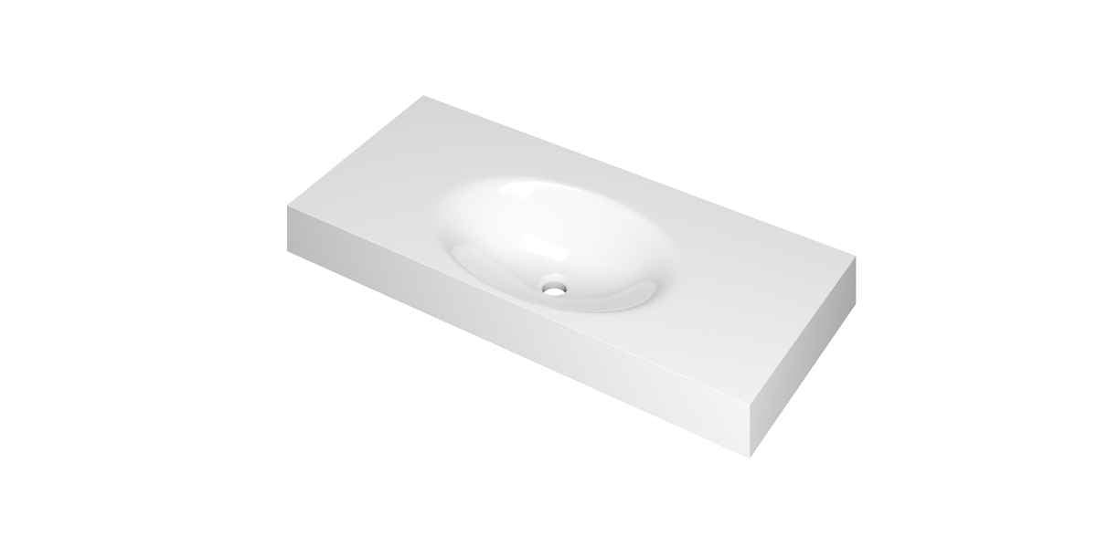 Ink Smooth meubelwastafel 100x45cm polystone - midden - zonder kraangat - glans wit