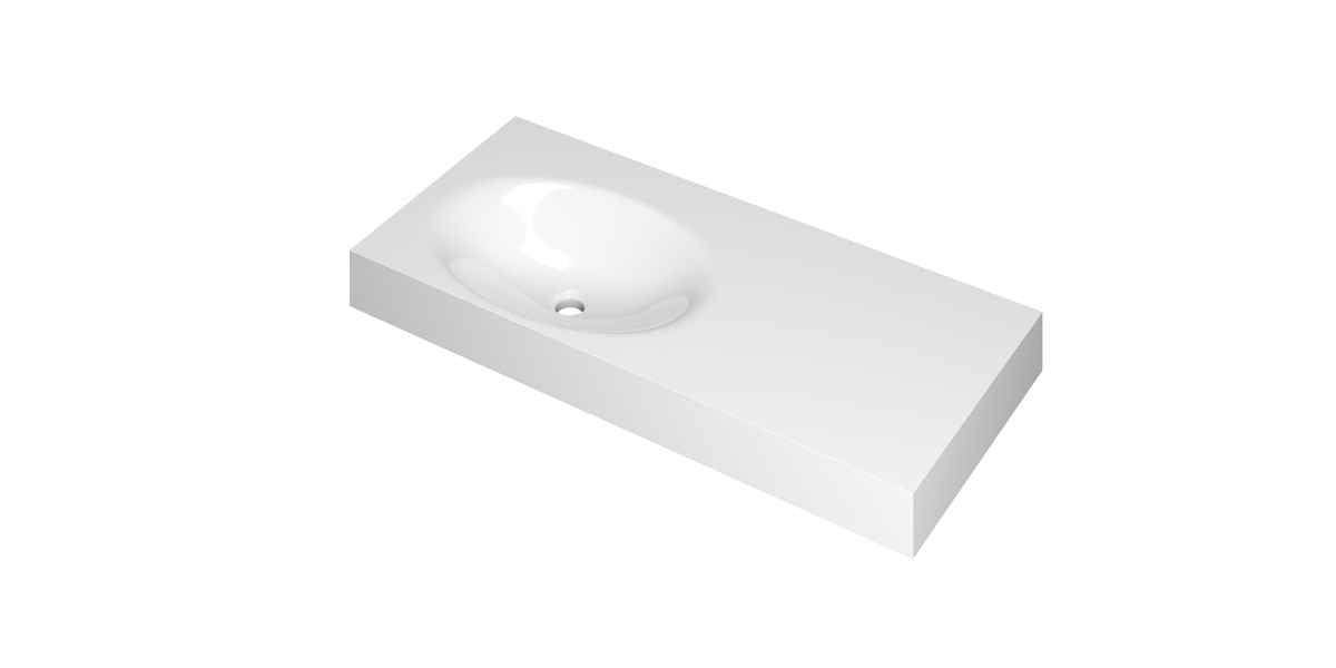 Ink Smooth meubelwastafel 100x45cm polystone - links - zonder kraangat - glans wit
