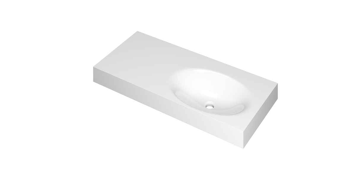 Ink Smooth meubelwastafel 100x45cm polystone - rechts - zonder kraangat - glans wit