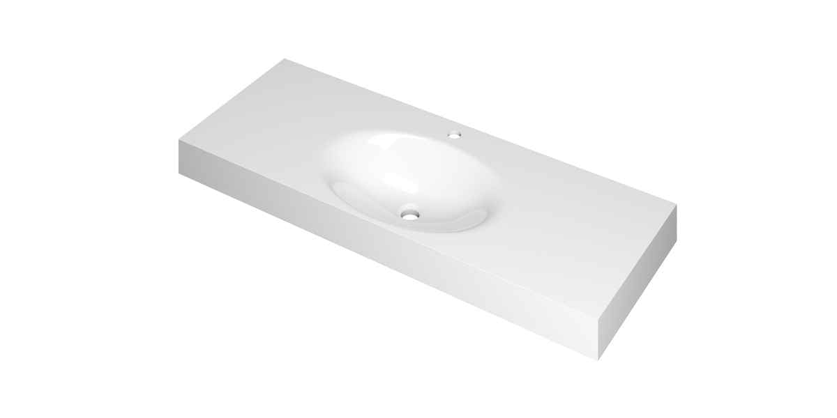 Ink Smooth meubelwastafel 120x45cm polystone - midden - 1 kraangat - glans wit