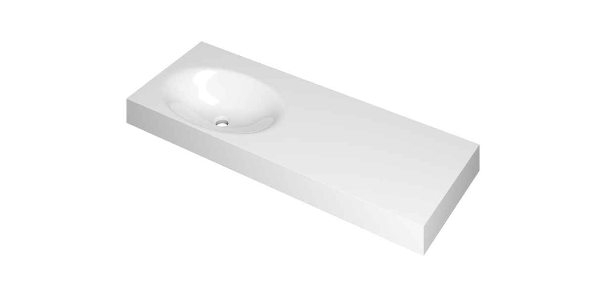 Ink Smooth meubelwastafel 120x45cm polystone - links - zonder kraangat - glans wit