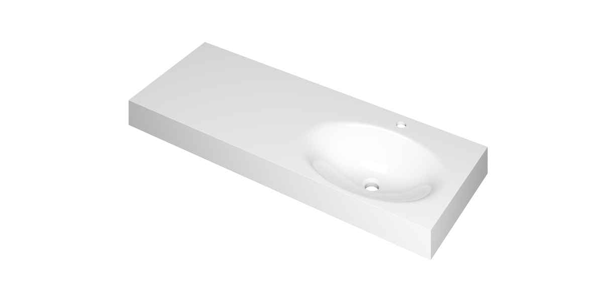 Ink Smooth meubelwastafel 120x45cm polystone - rechts - 1 kraangat - glans wit