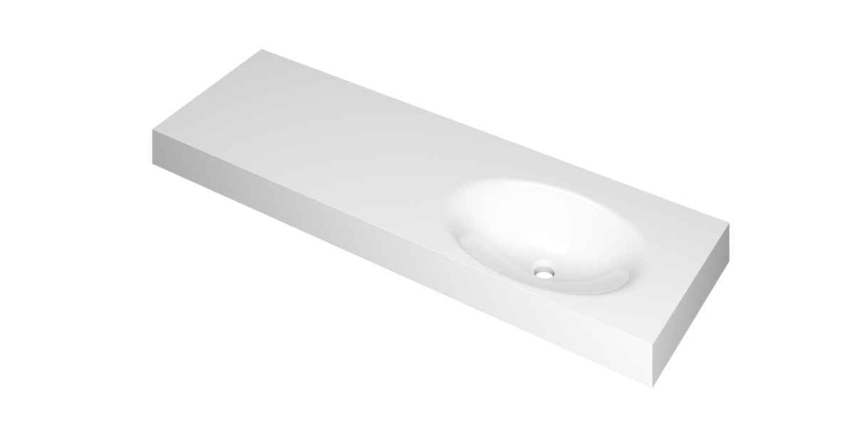 Ink Smooth meubelwastafel 140x45cm polystone - rechts - zonder kraangat - glans wit