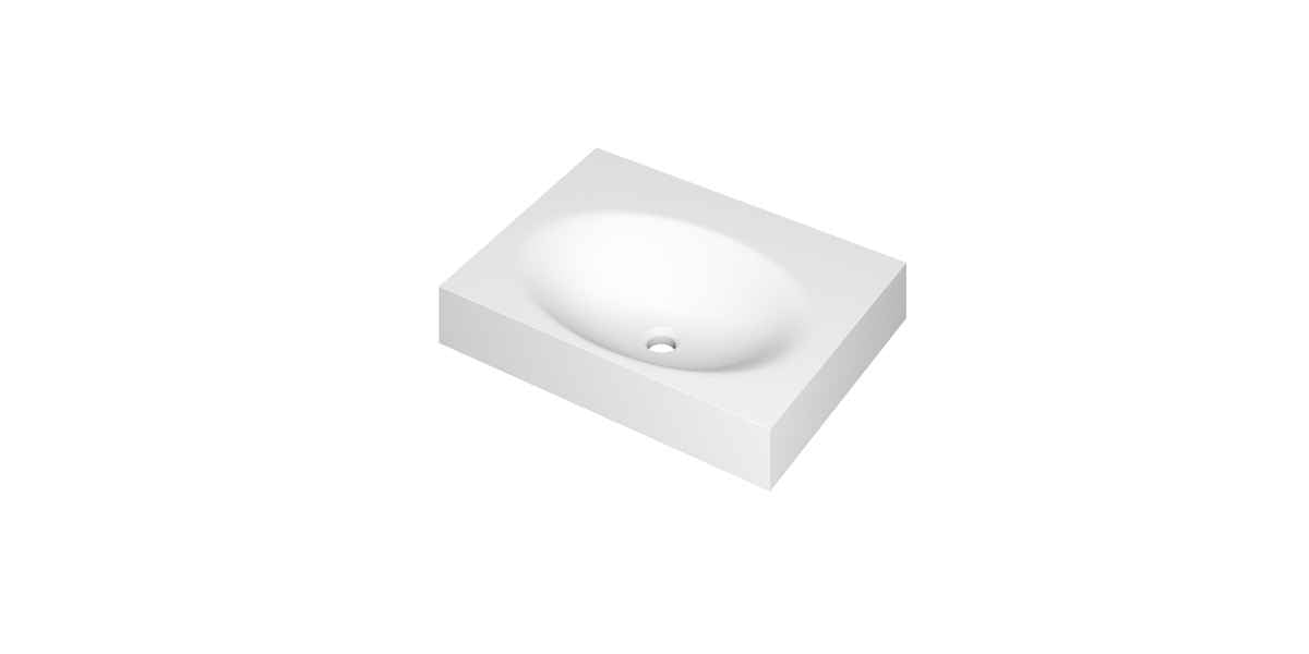 Ink Smooth meubelwastafel 60x45cm polystone - zonder kraangat - mat wit