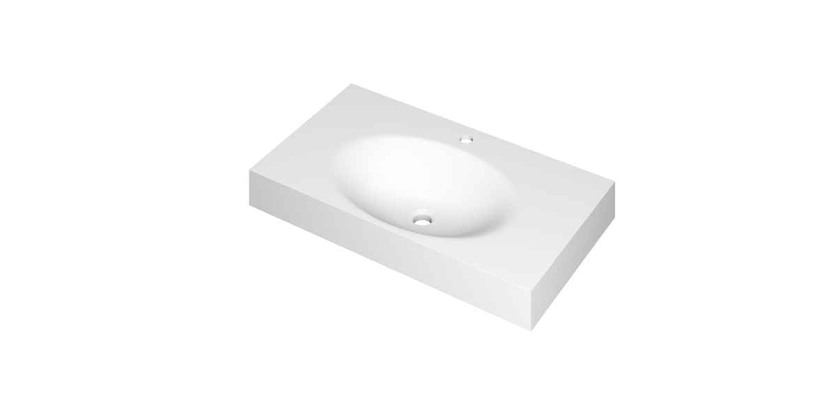Ink Smooth meubelwastafel 80x45cm polystone - 1 kraangat - mat wit