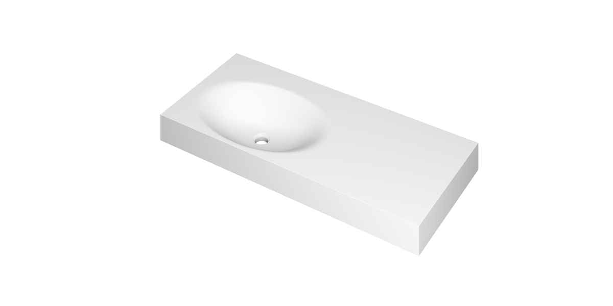Ink Smooth meubelwastafel 100x45cm polystone - links - zonder kraangat - mat wit