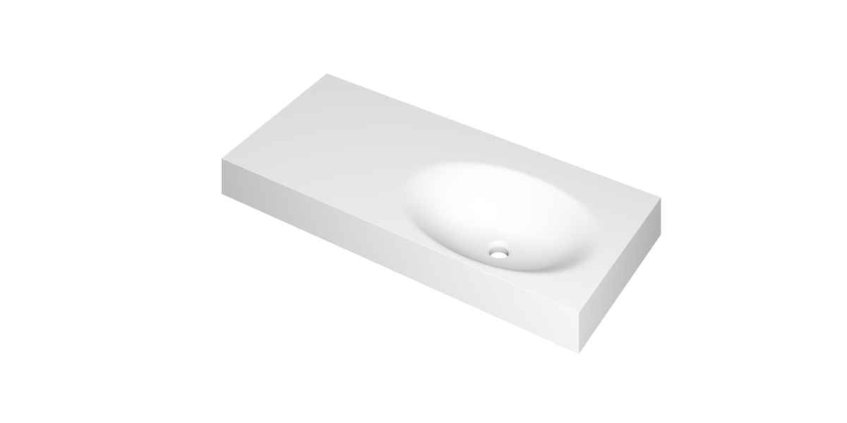 Ink Smooth meubelwastafel 100x45cm polystone - rechts - zonder kraangat - mat wit