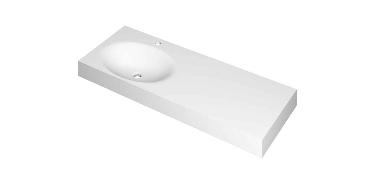 Ink Smooth meubelwastafel 120x45cm polystone - rechts - 1 kraangat - mat wit