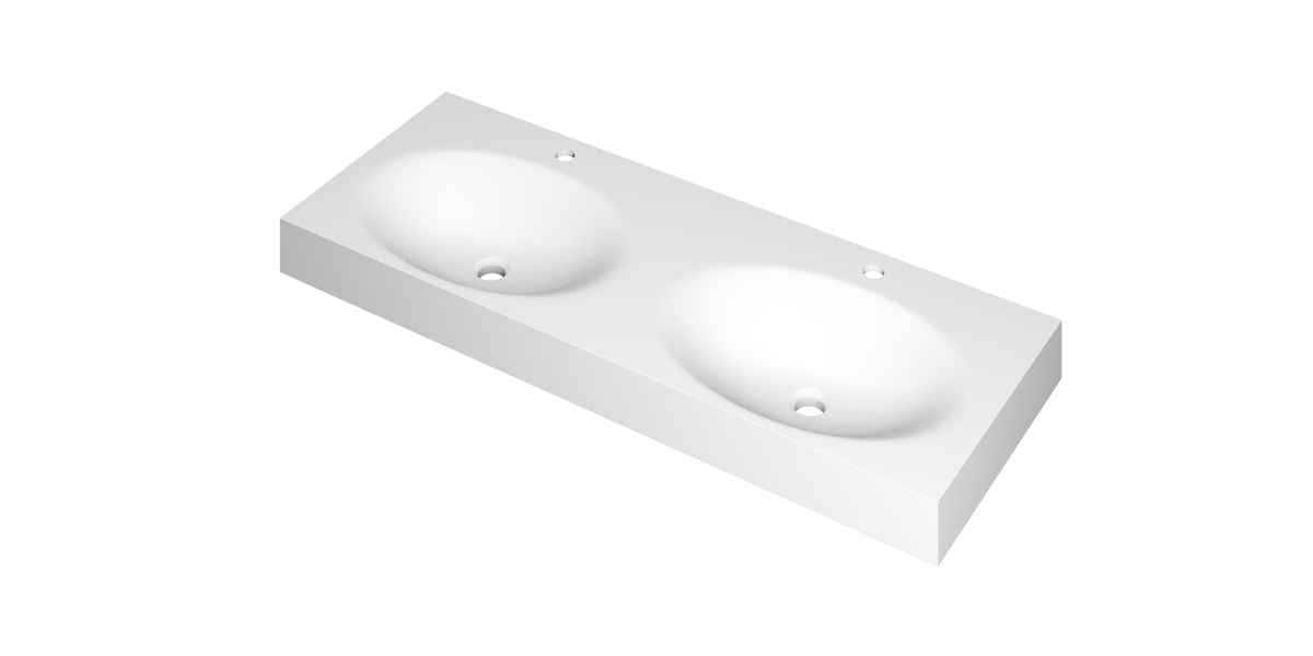 Ink Smooth meubelwastafel 120x45cm polystone - dubbel - 2 kraangaten - mat wit