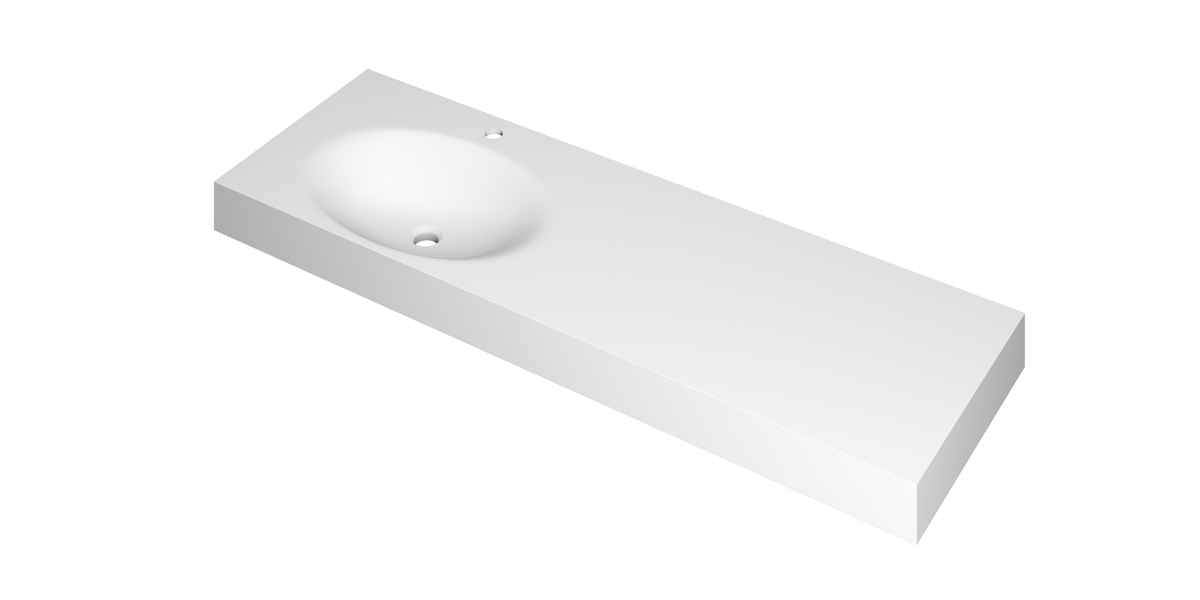Ink Smooth meubelwastafel 140x45cm polystone - links - 1 kraangat - mat wit