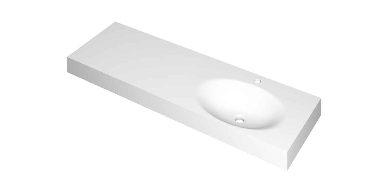 Ink Smooth meubelwastafel 140x45cm polystone - rechts - 1 kraangat - mat wit