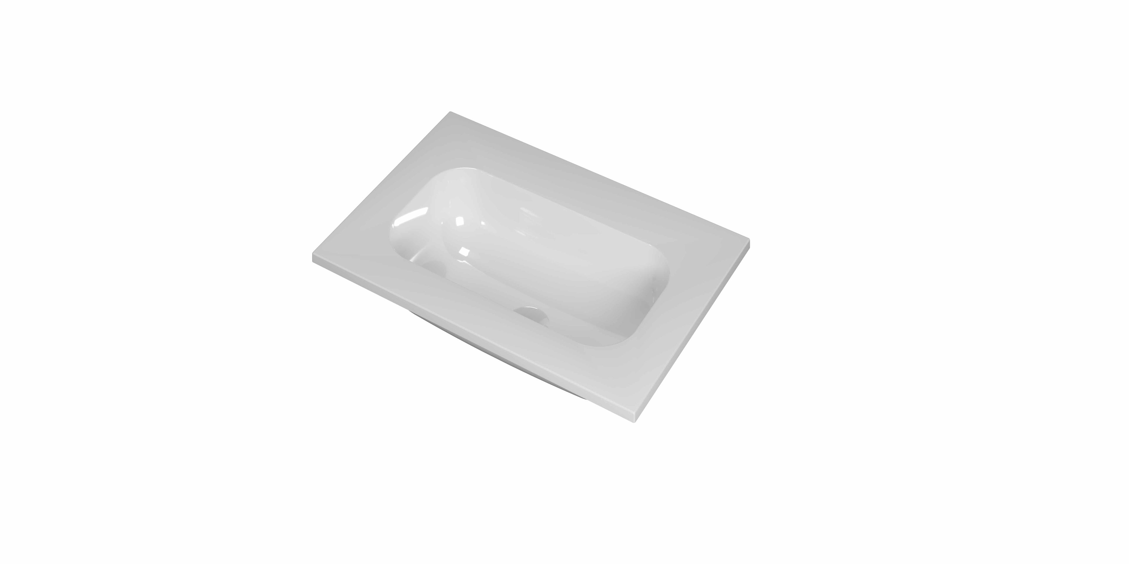 Ink Reflekt meubelwastafel 60x40cm polystone - zonder kraangat - glans wit
