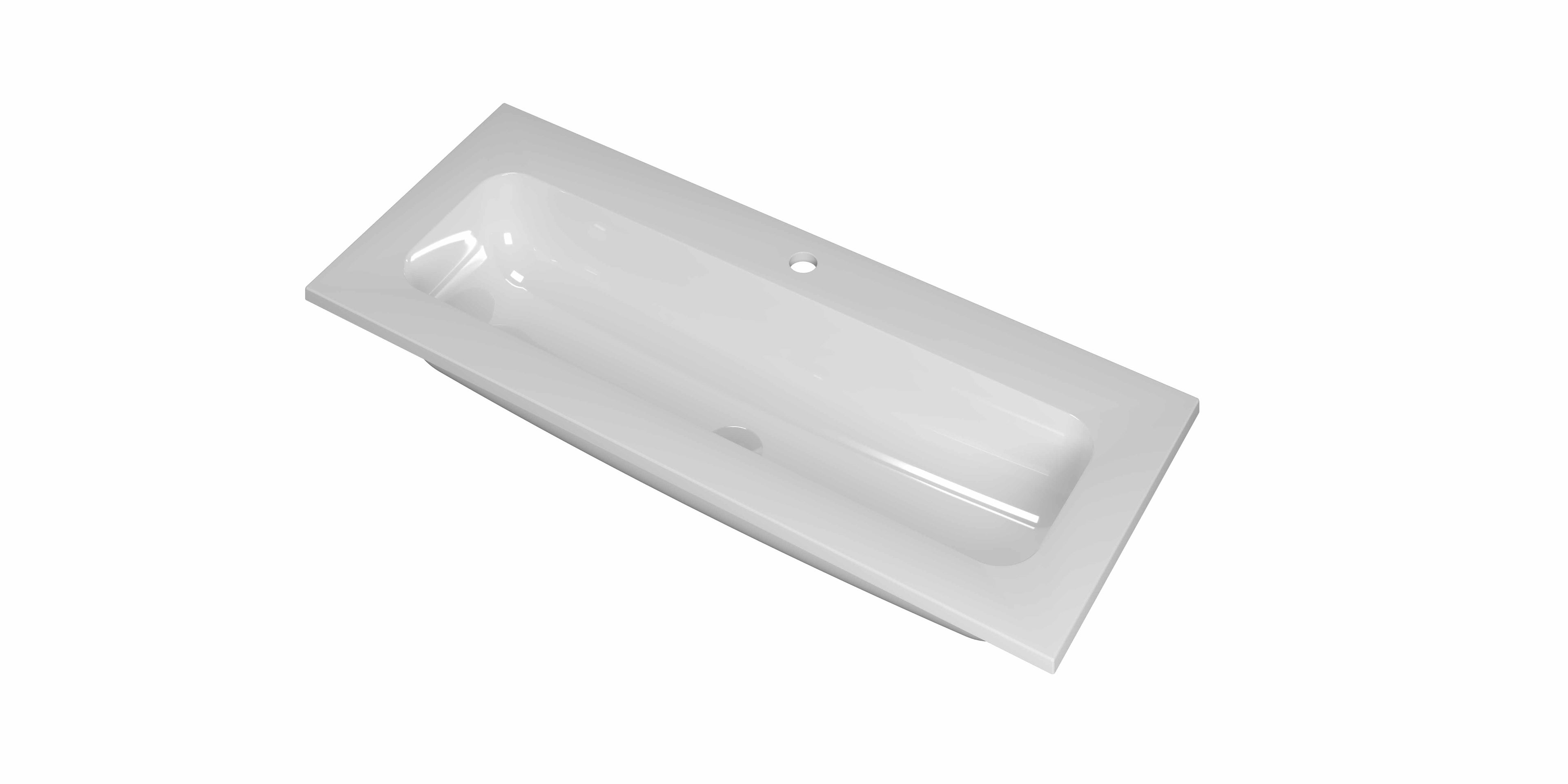 Ink Reflekt meubelwastafel 100x40cm polystone - centraal - 1 kraangat - glans wit