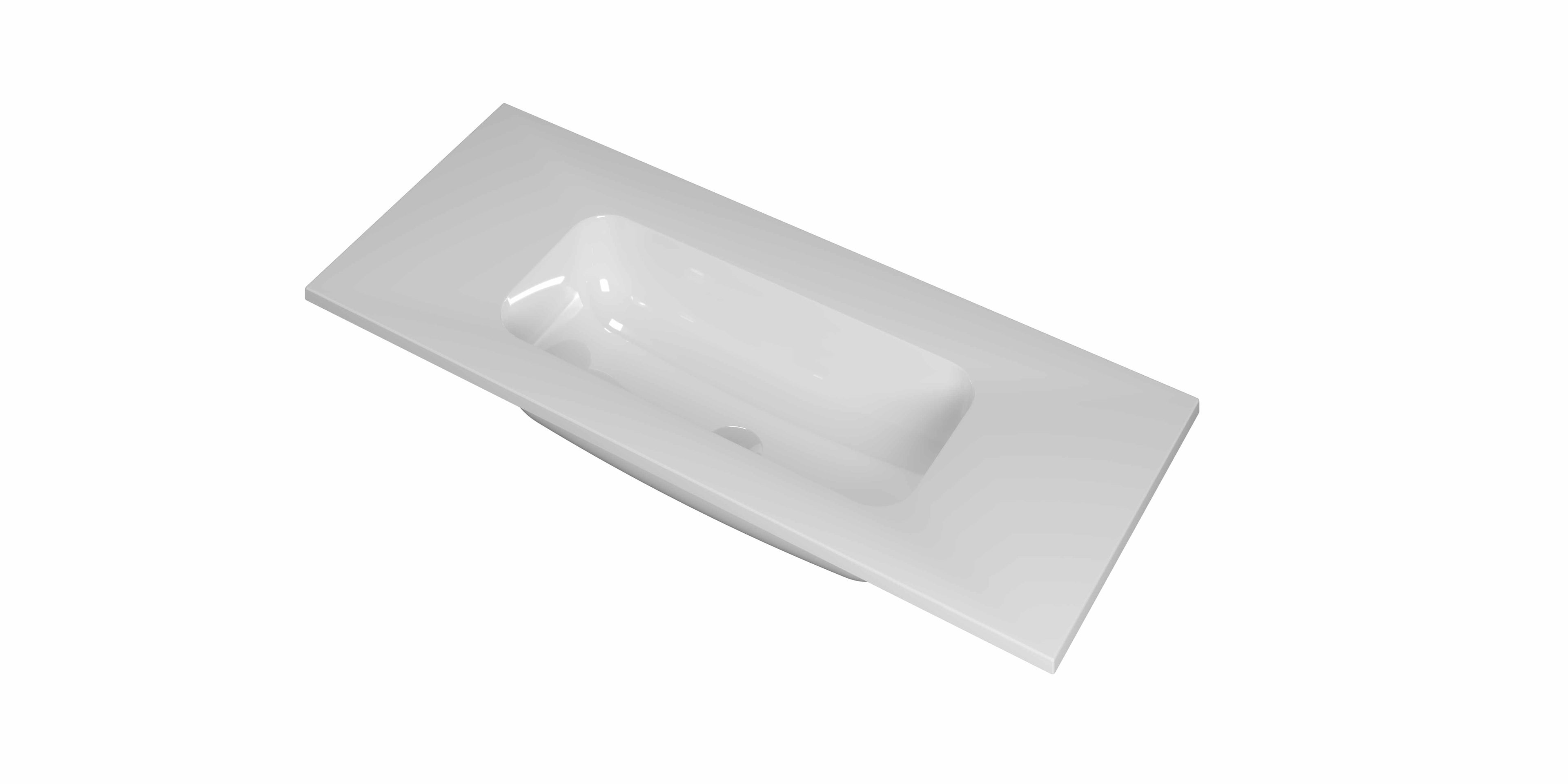 Ink Reflekt meubelwastafel 100x40cm polystone - midden - zonder kraangat - glans wit
