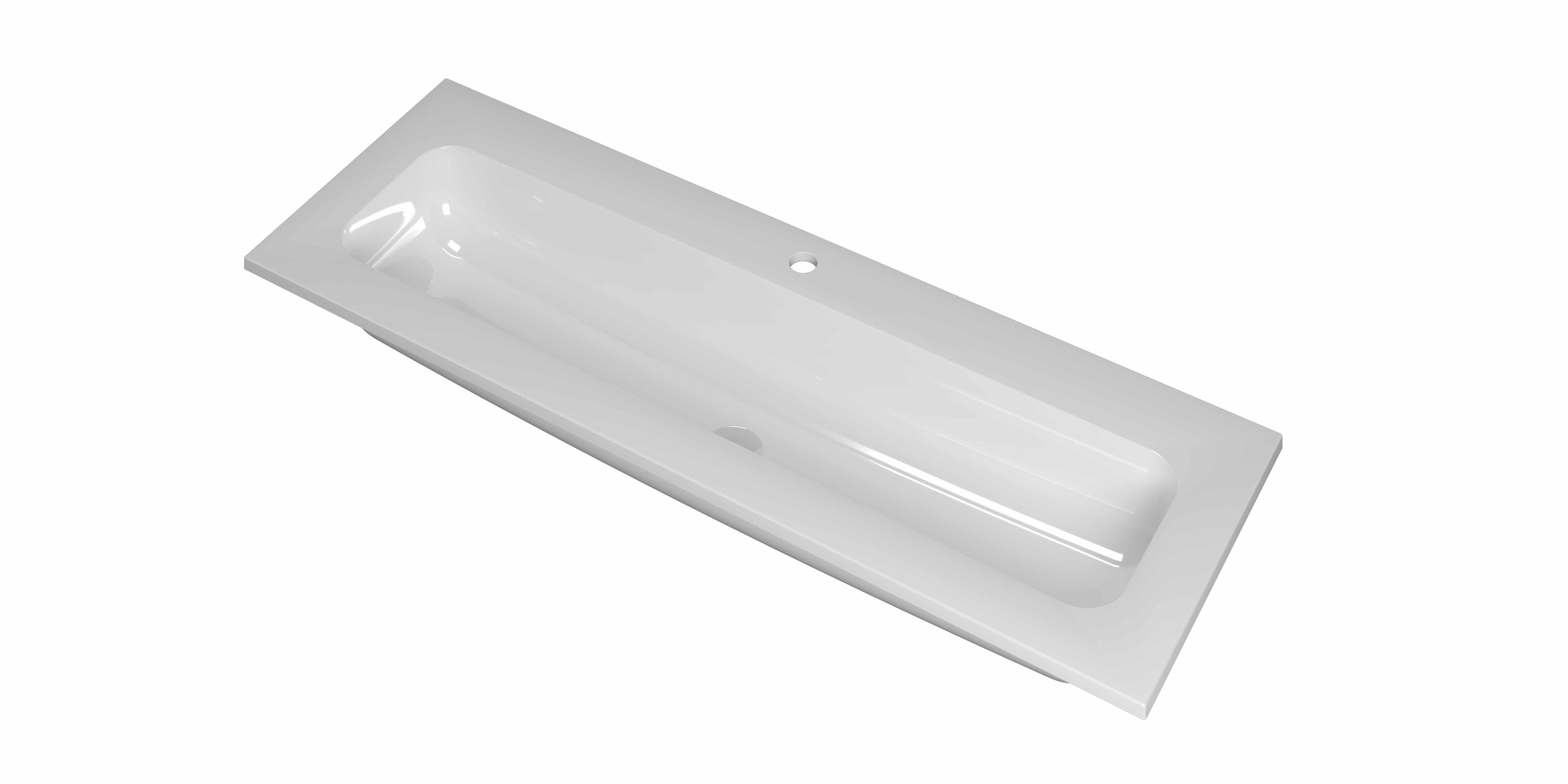 Ink Reflekt meubelwastafel 120x40cm polystone - centraal - 1 kraangat - glans wit