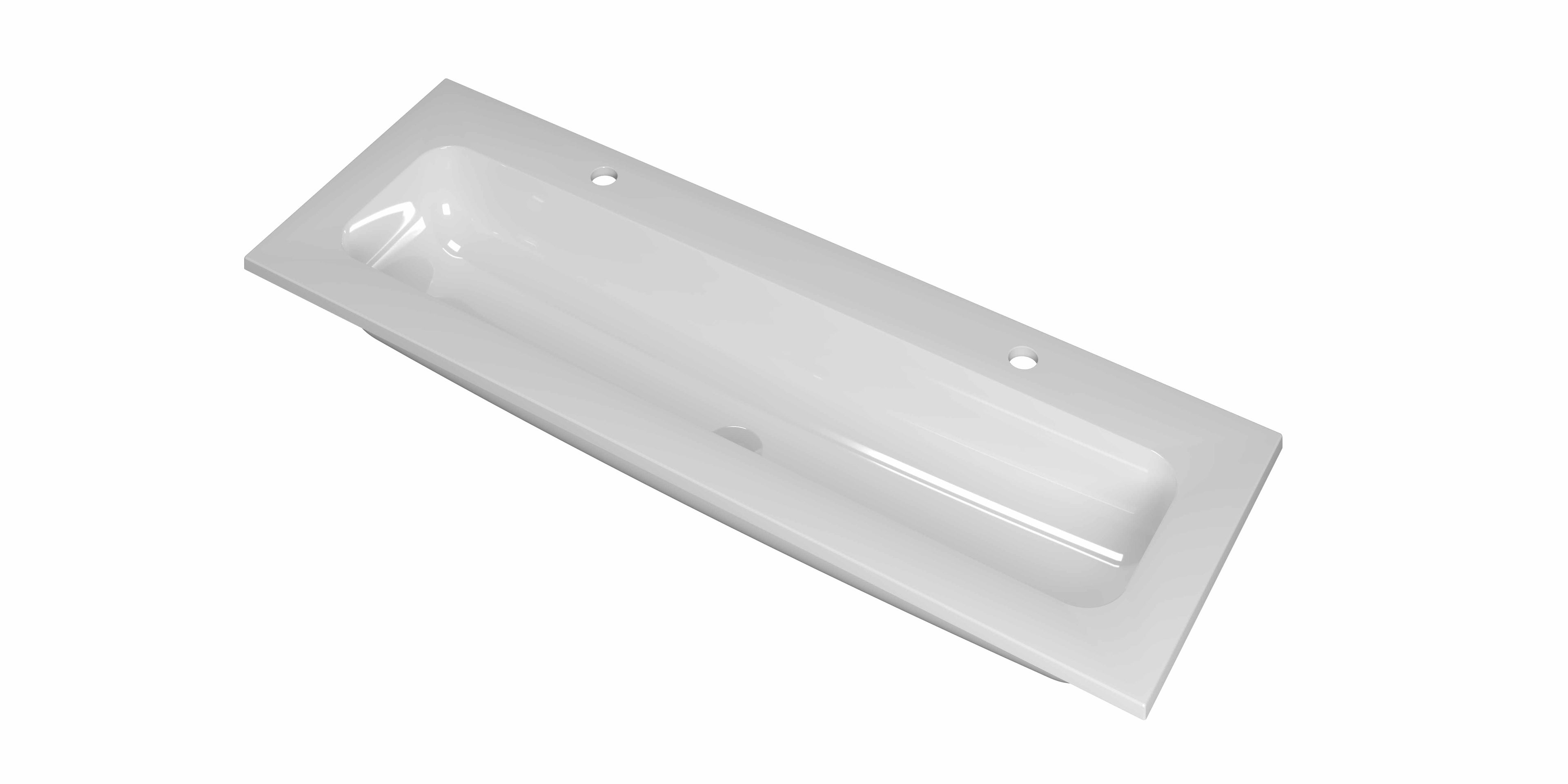 Ink Reflekt meubelwastafel 120x40cm polystone - centraal - 2 kraangaten - glans wit