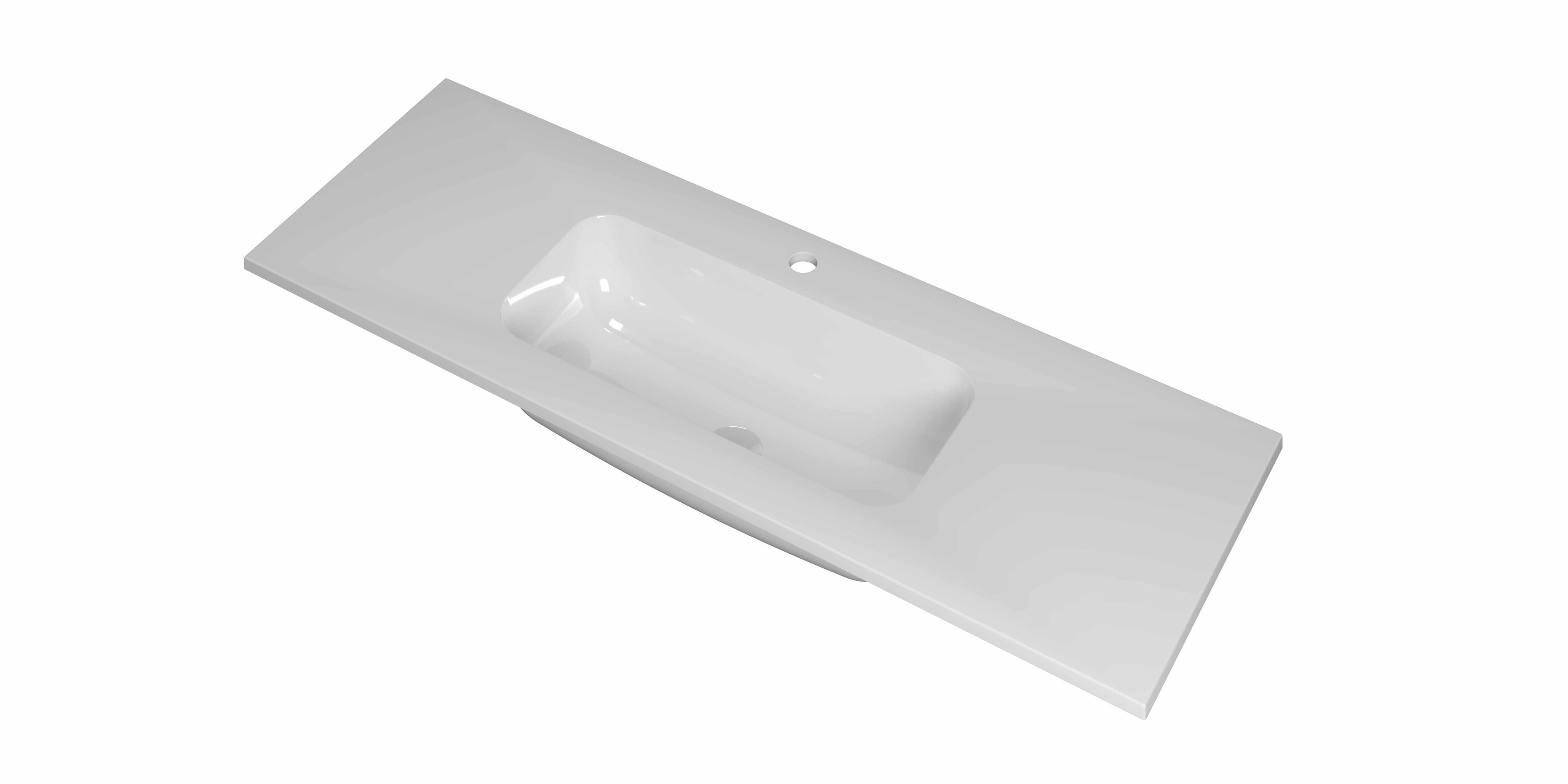 Ink Reflekt meubelwastafel 120x40cm polystone - midden - 1 kraangat - glans wit