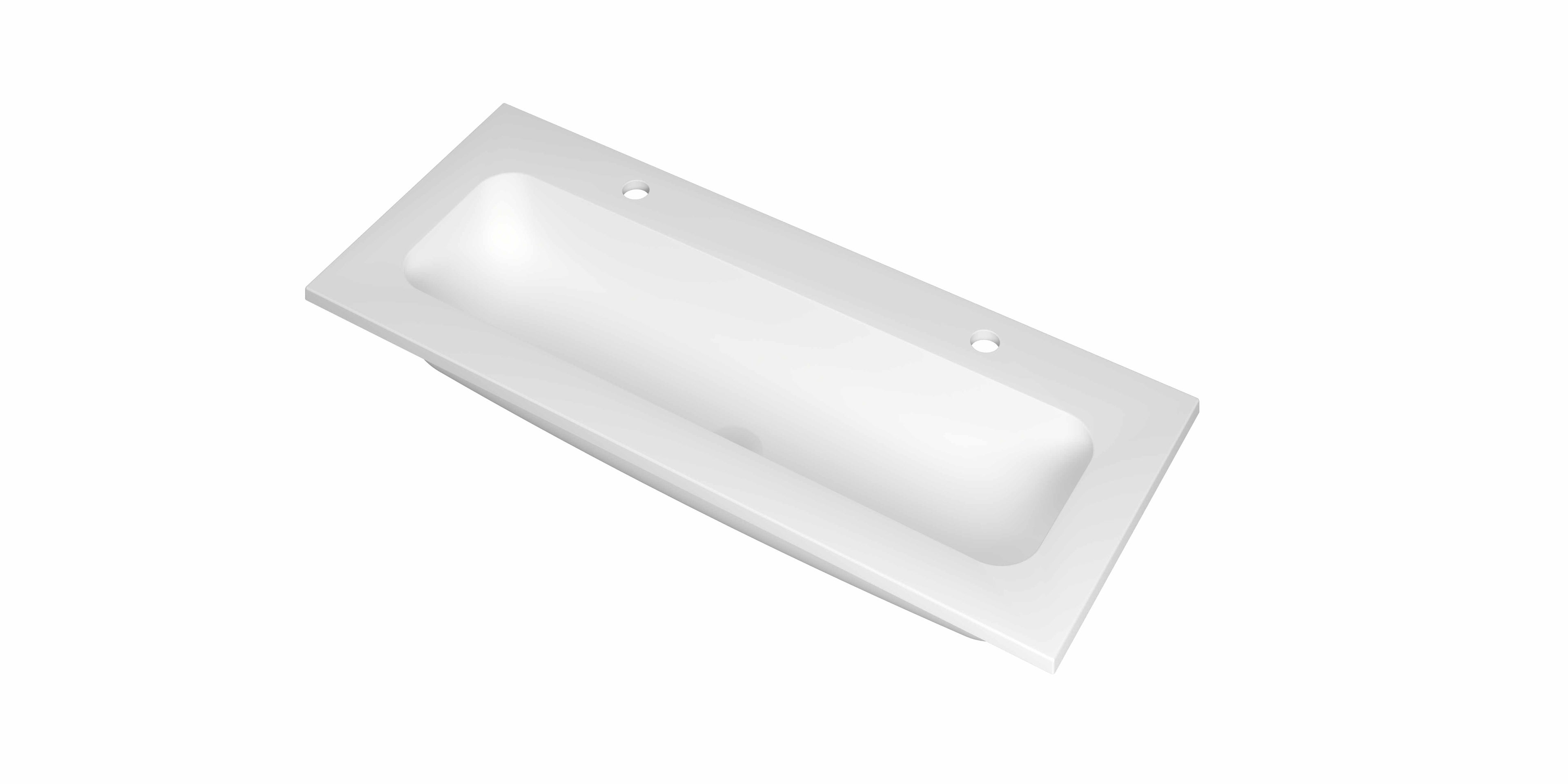 Ink Reflekt meubelwastafel 100x40cm polystone - centraal - 2 kraangaten - mat wit