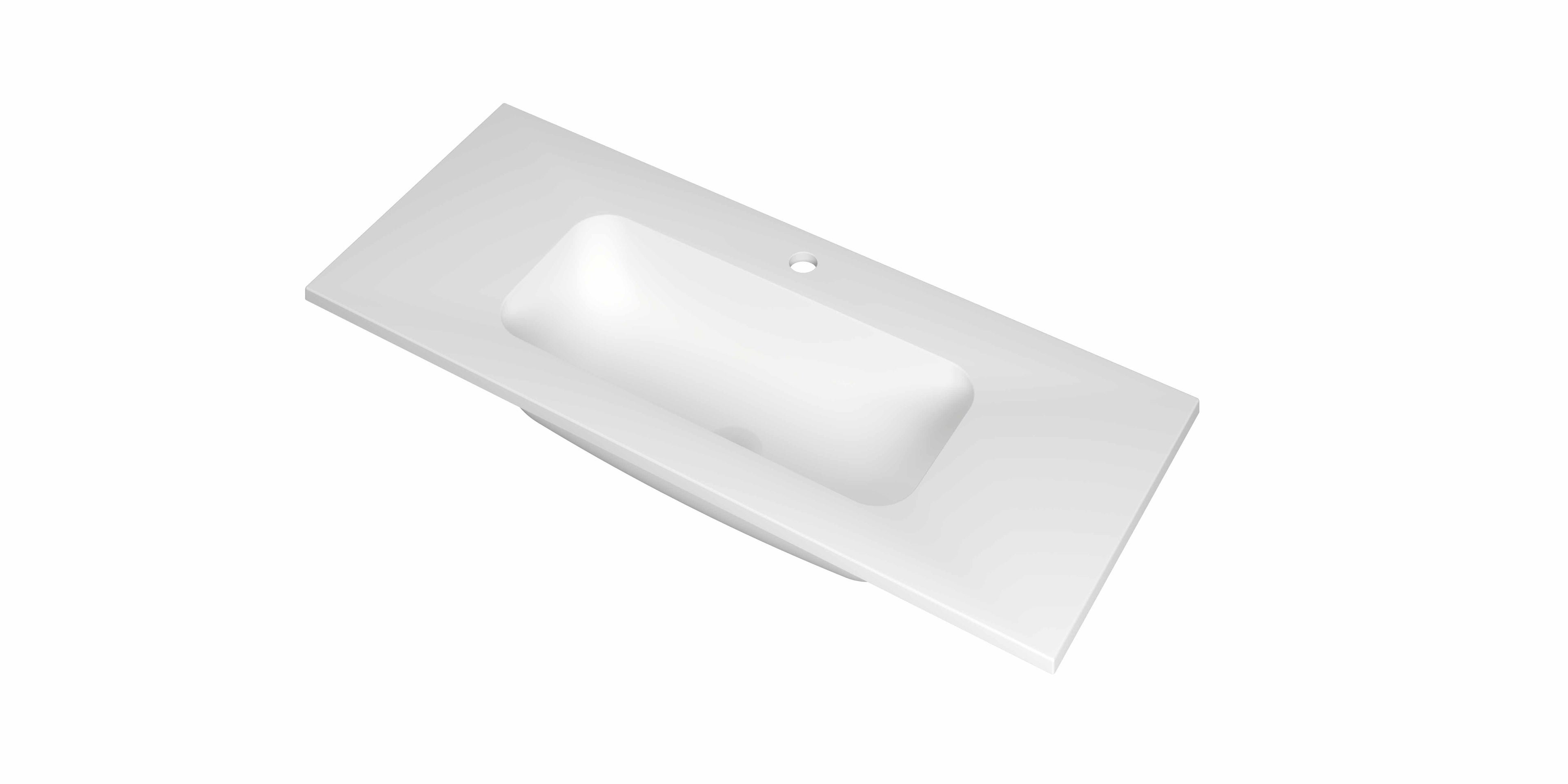 Ink Reflekt meubelwastafel 100x40cm polystone - midden - 1 kraangat - mat wit