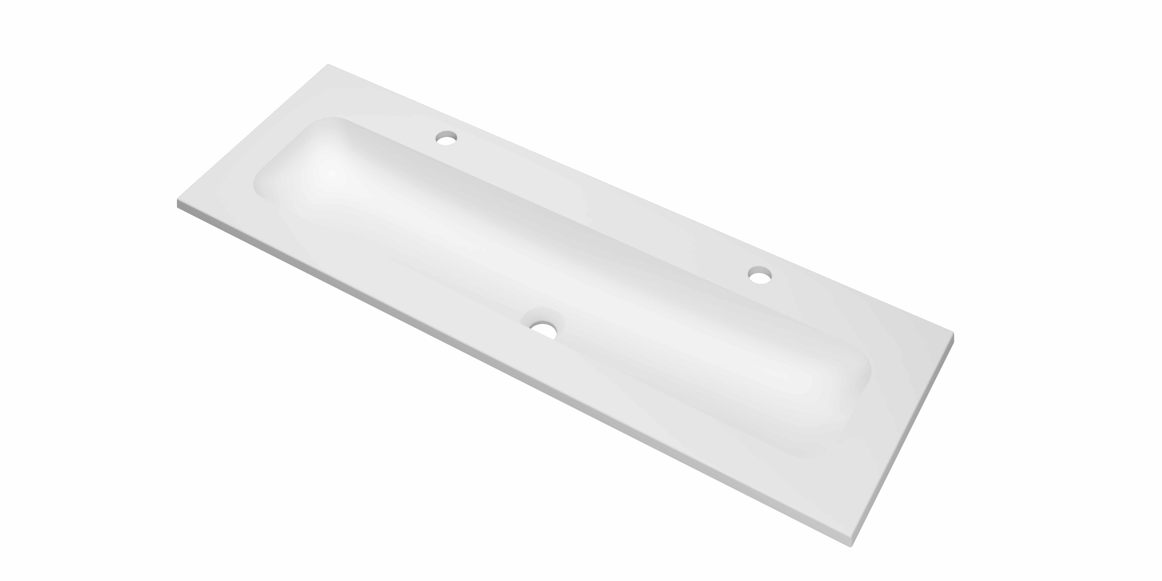 Ink Reflekt meubelwastafel 120x40cm polystone - centraal - 2 kraangaten - mat wit