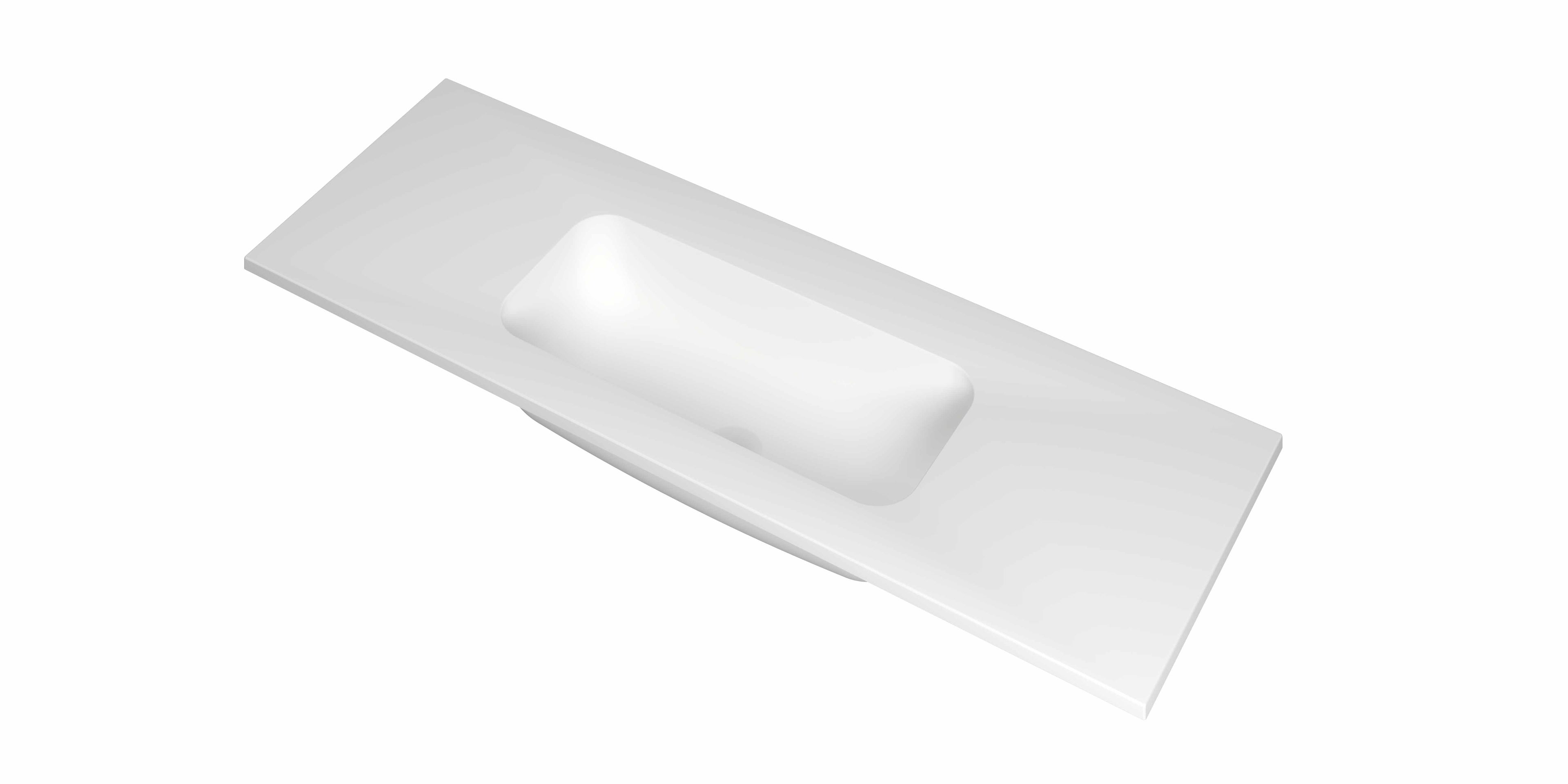 Ink Reflekt meubelwastafel 120x40cm polystone - midden - zonder kraangat - mat wit