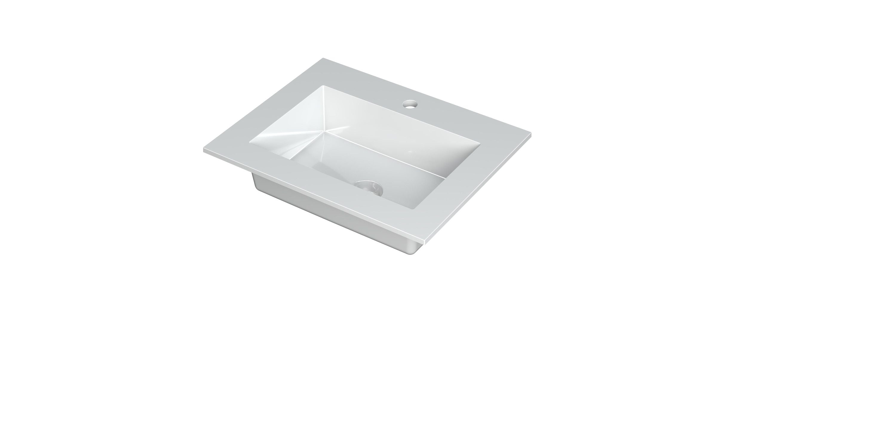 Ink Kraft meubelwastafel 60x45cm polystone - 1 kraangat - glans wit