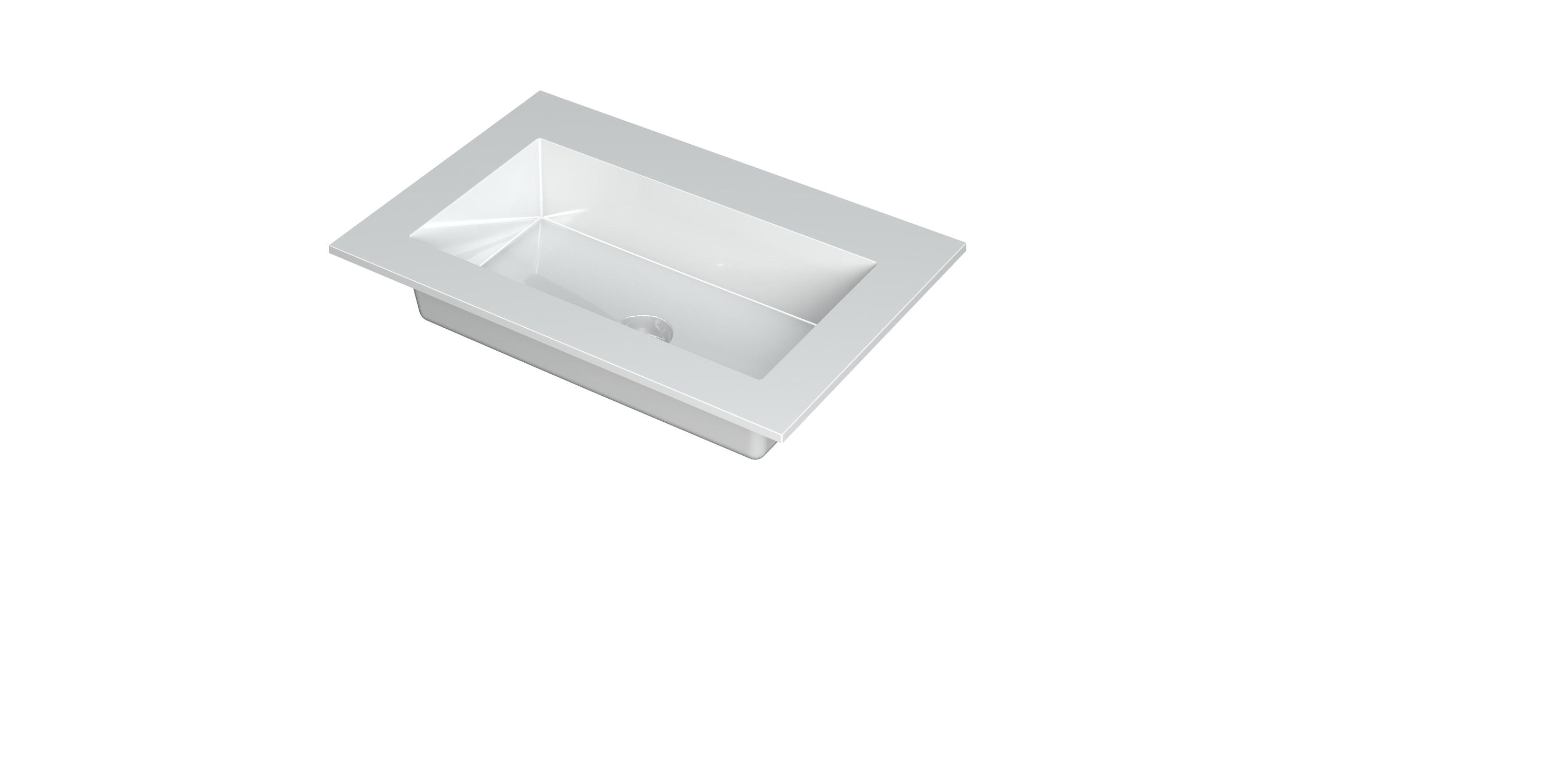 Ink Kraft meubelwastafel 70x45cm polystone - zonder kraangat - glans wit