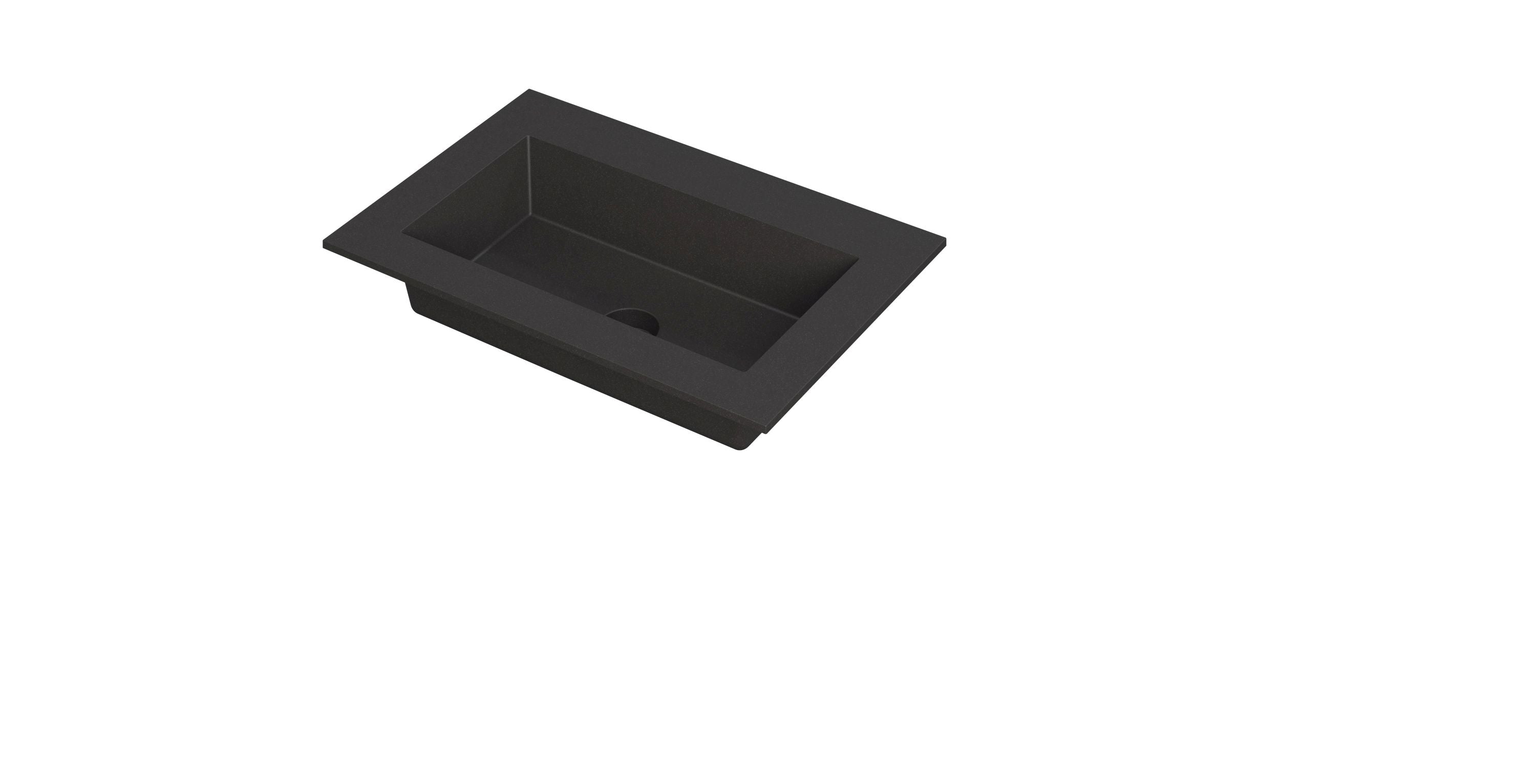 Ink Kraft meubelwastafel 70x45cm quartz - zonder kraangat - zwart