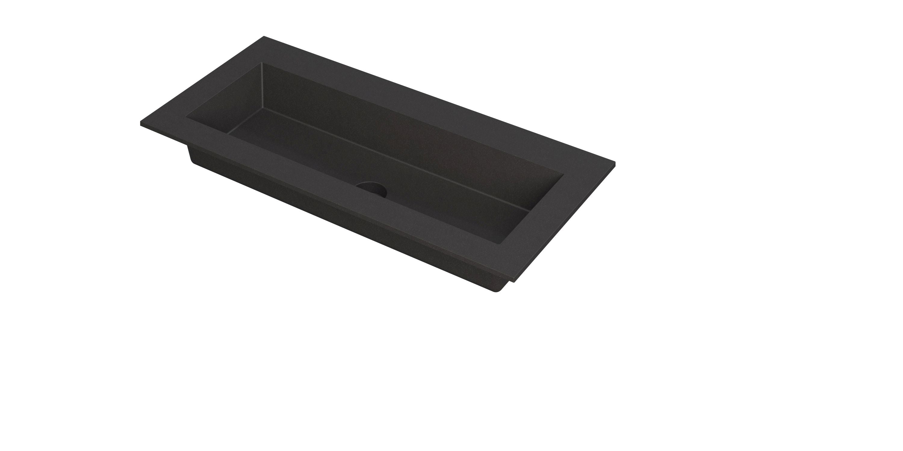 Ink Kraft meubelwastafel 100x45cm quartz - zonder kraangat - zwart
