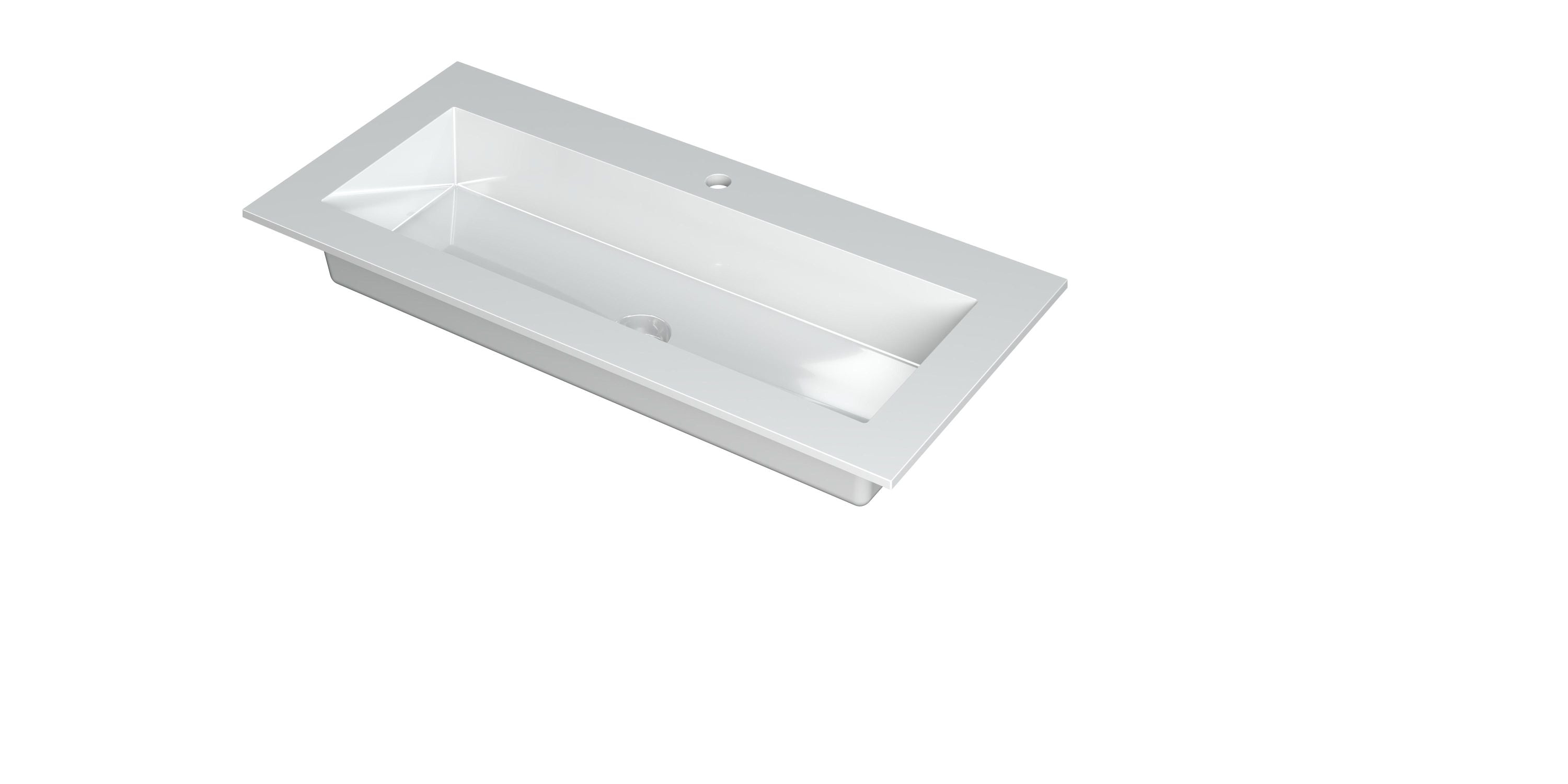 Ink Kraft meubelwastafel 100x45cm polystone - 1 kraangat - glans wit
