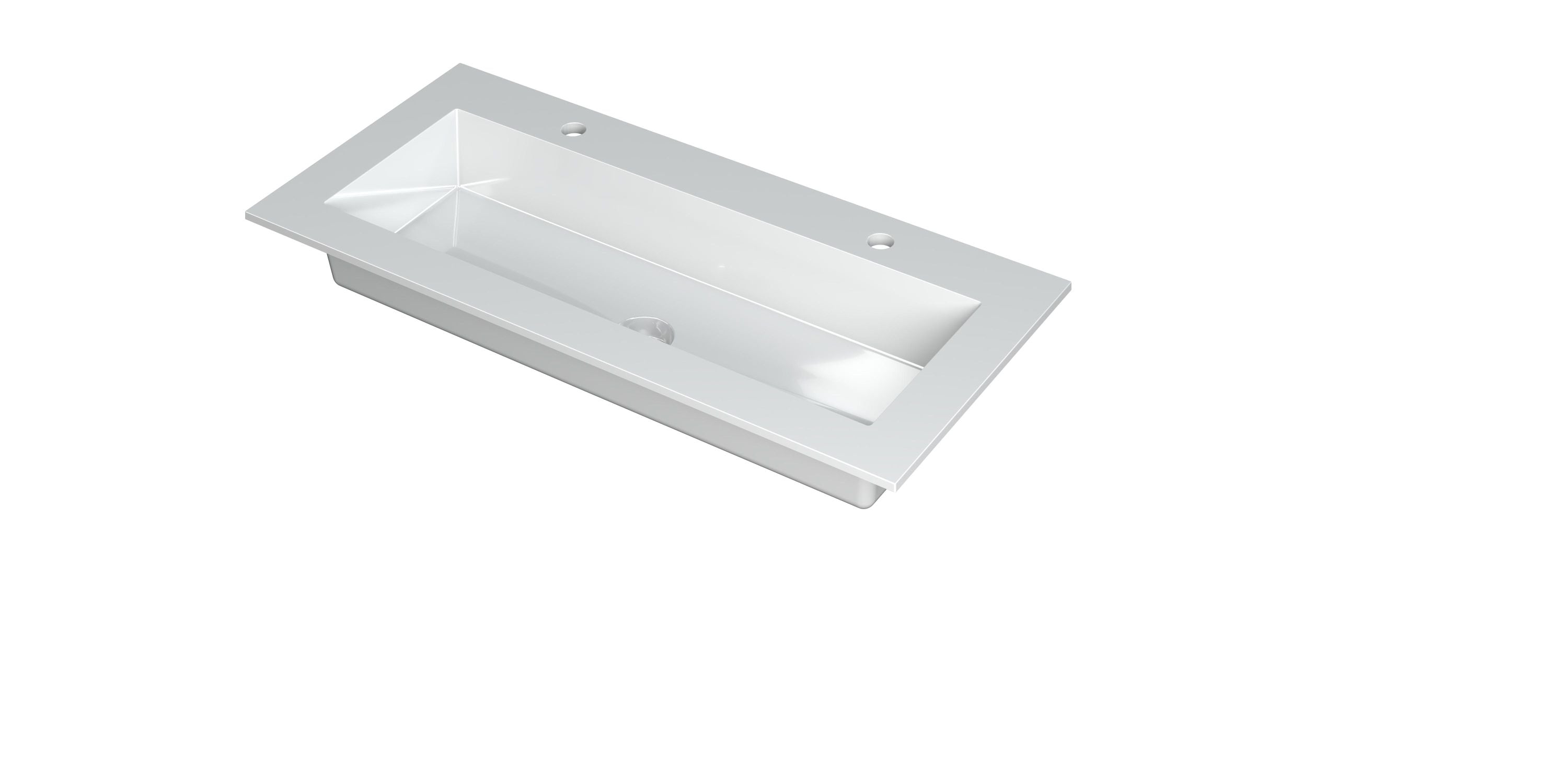 Ink Kraft meubelwastafel 100x45cm polystone - 2 kraangaten - glans wit