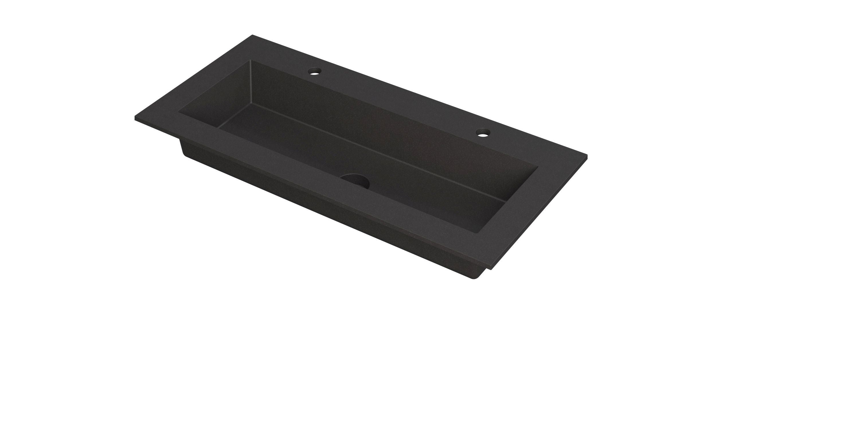 Ink Kraft meubelwastafel 100x45cm quartz - 2 kraangaten - zwart