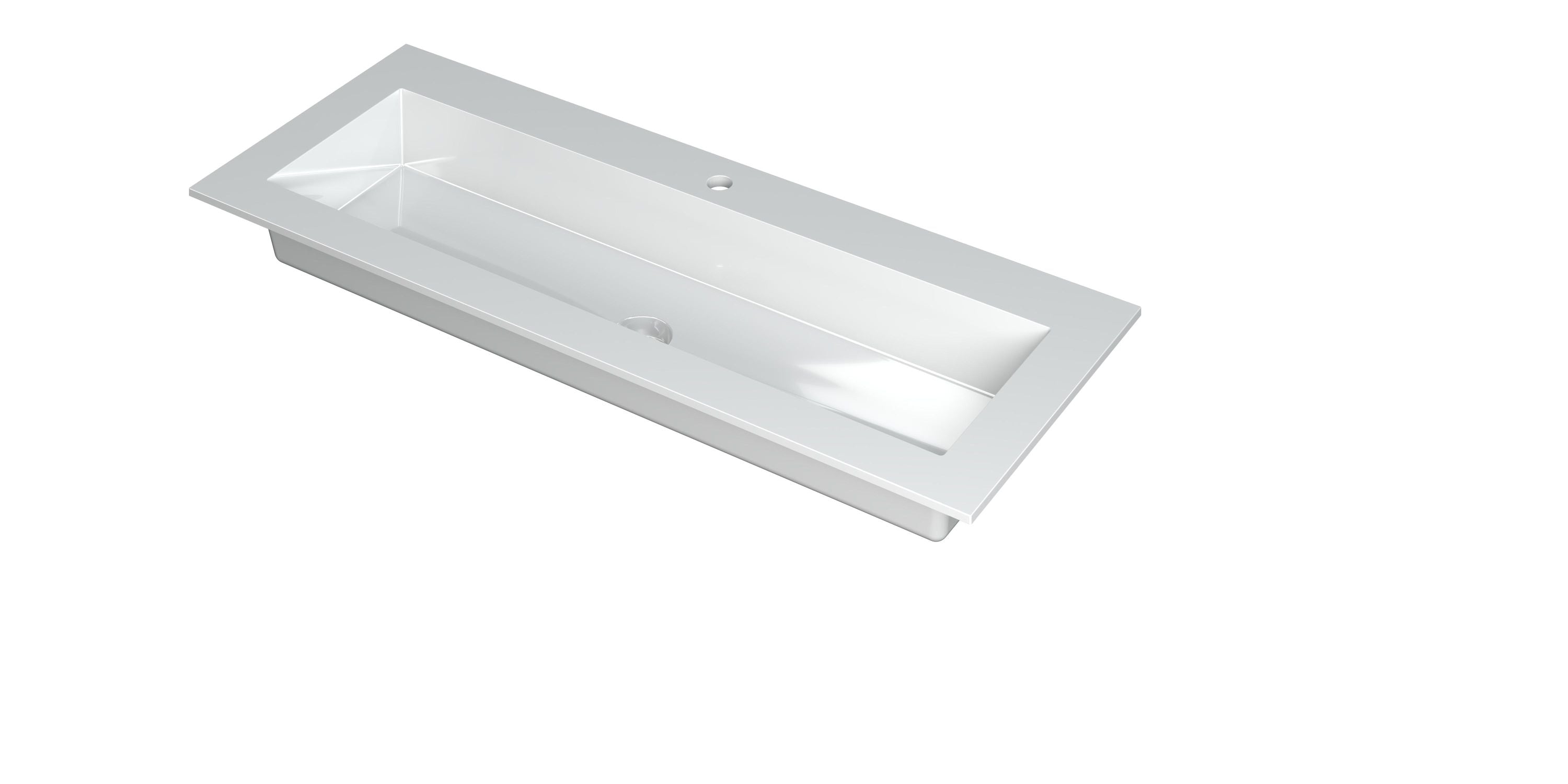 Ink Kraft meubelwastafel 120x45cm polystone - 1 kraangat - glans wit