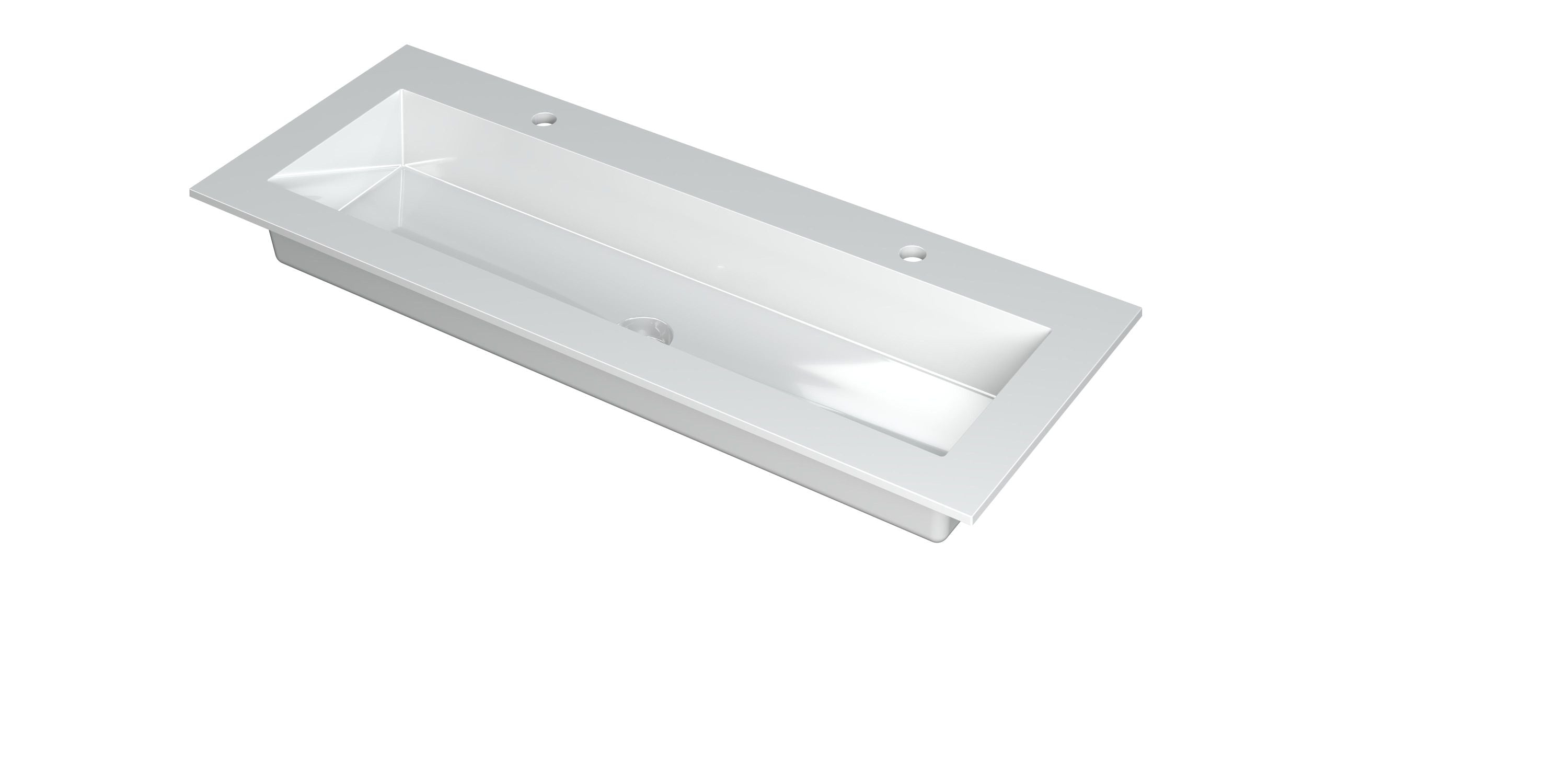 Ink Kraft meubelwastafel 120x45cm polystone - 2 kraangaten - glans wit