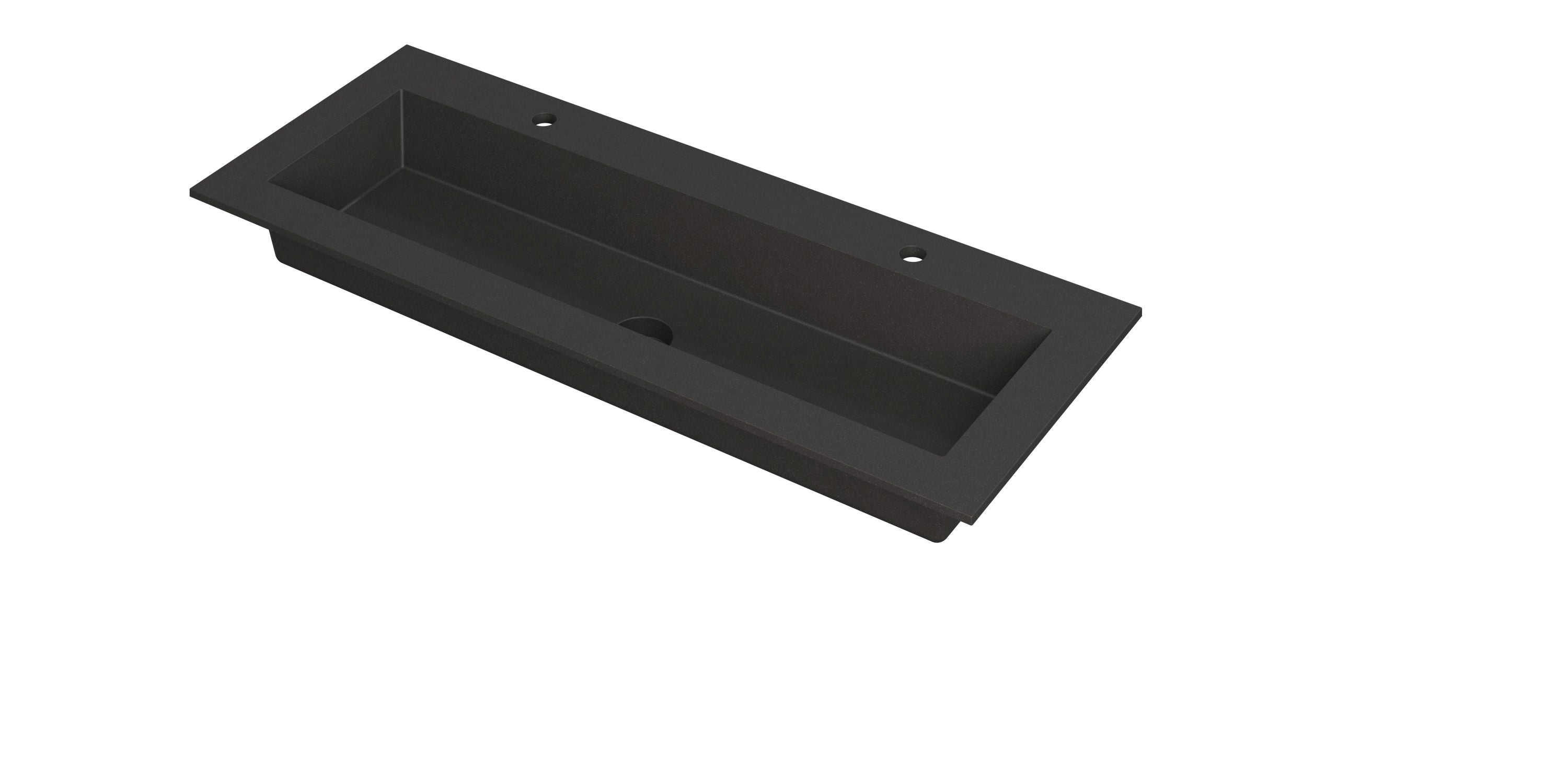Ink Kraft meubelwastafel 120x45cm quartz - 2 kraangaten - zwart
