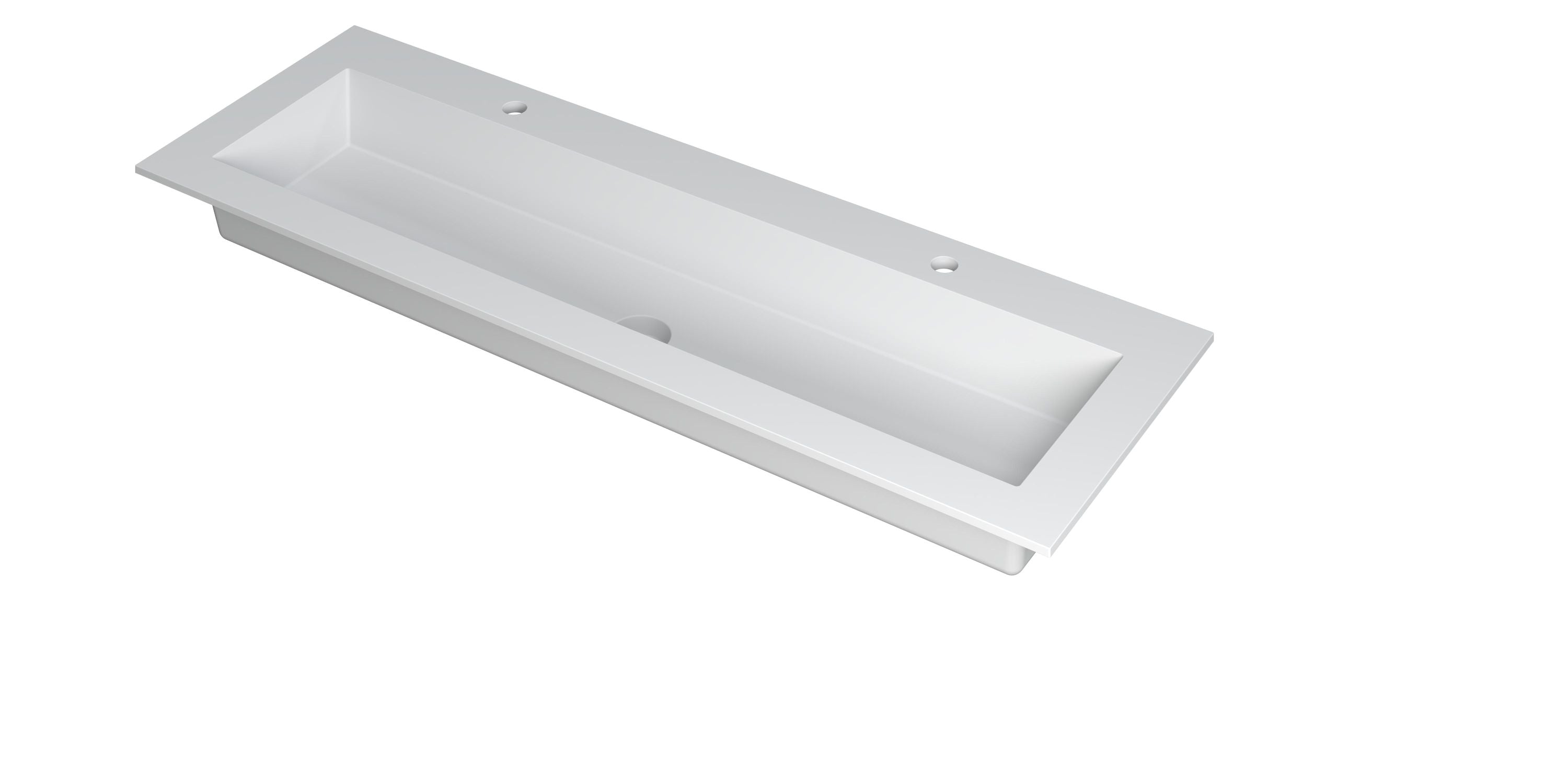 Ink Kraft meubelwastafel 140x45cm polystone - centraal - 2 kraangaten - mat wit