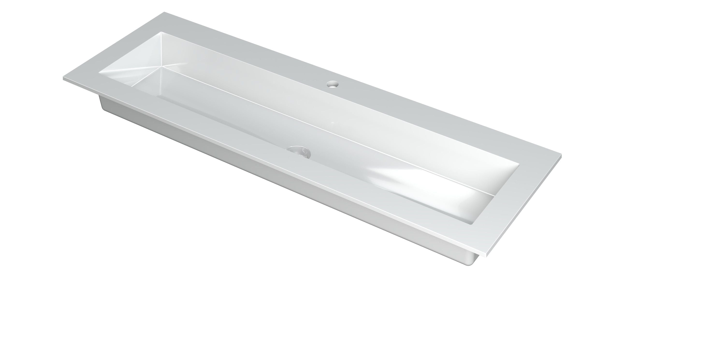 Ink Kraft meubelwastafel 140x45cm polystone - centraal - 1 kraangat - glans wit