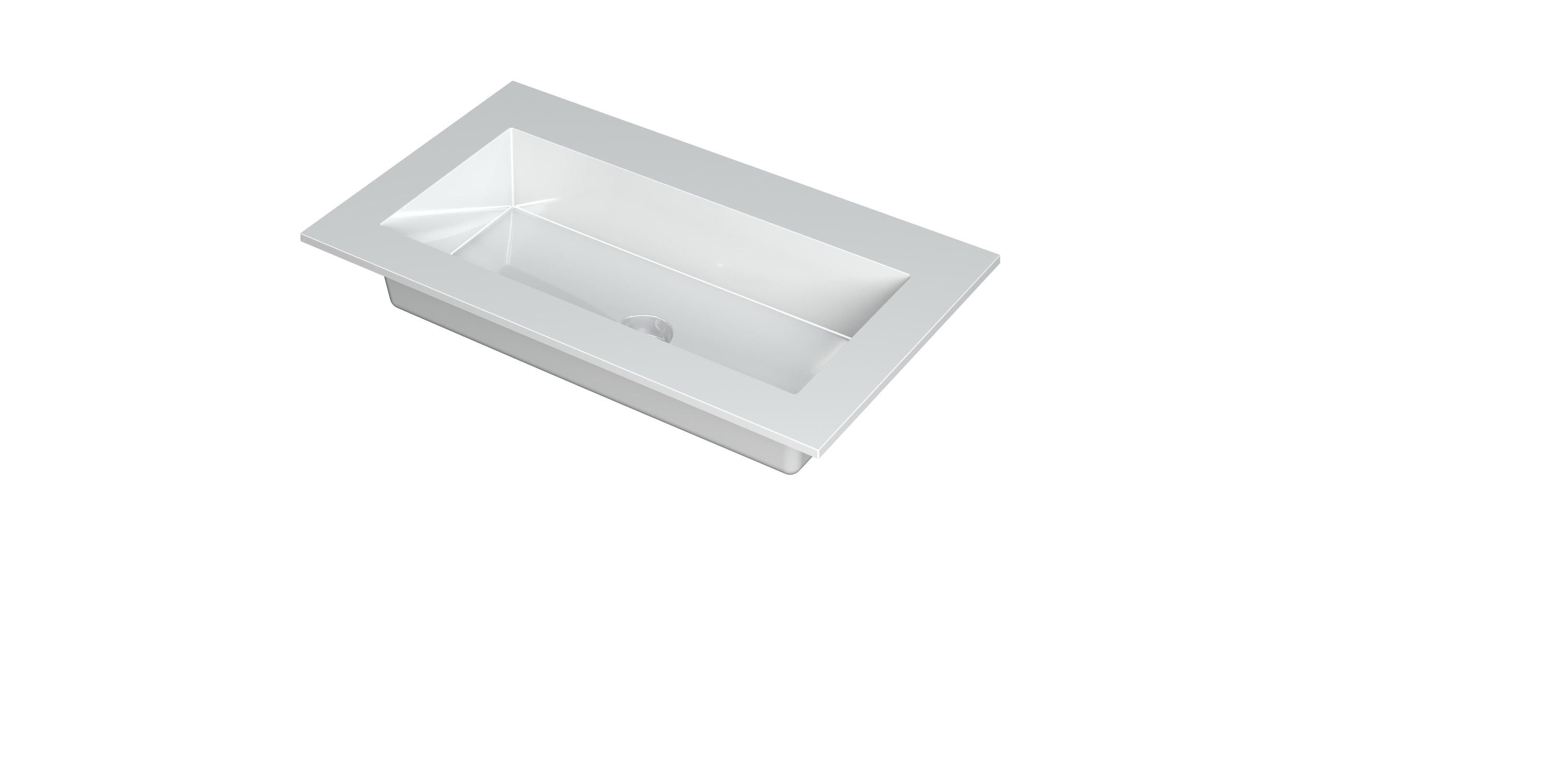 Ink Kraft meubelwastafel 80x45cm polystone - zonder kraangat - glans wit