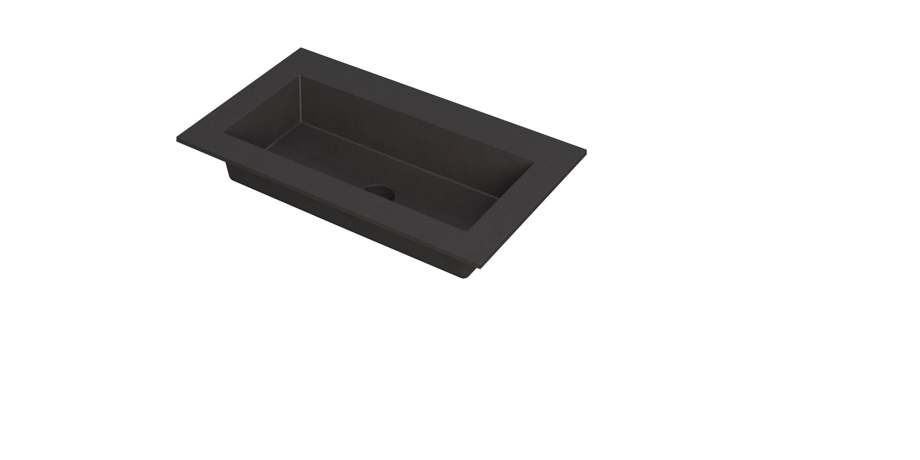 Ink Kraft meubelwastafel 80x45cm quartz - zonder kraangat - zwart