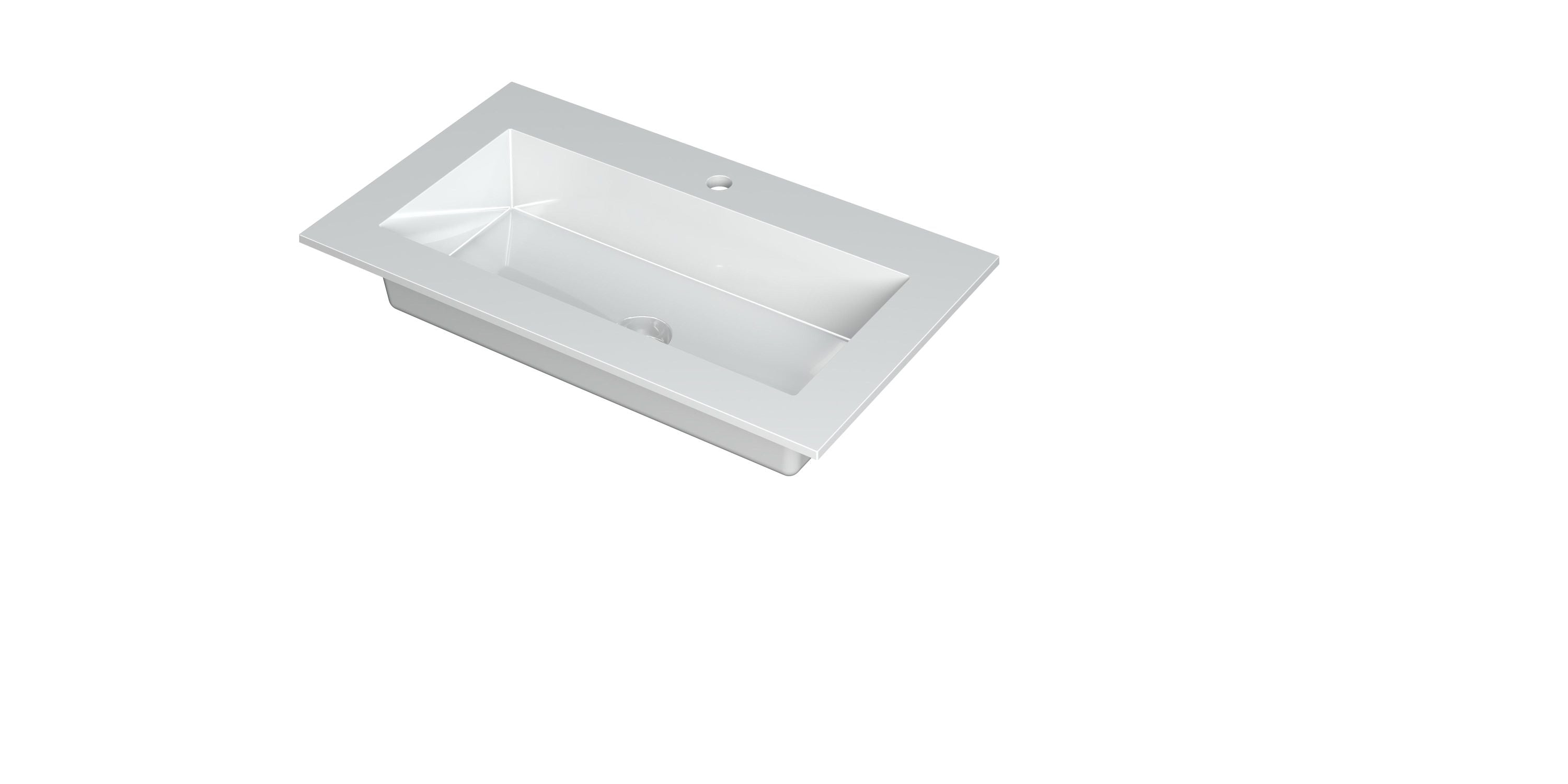 Ink Kraft meubelwastafel 80x45cm polystone - 1 kraangat - glans wit