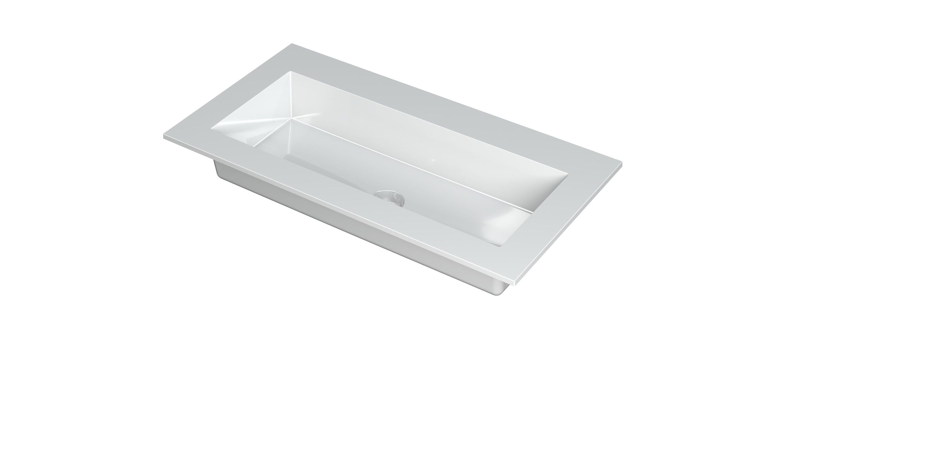 Ink Kraft meubelwastafel 90x45cm polystone - zonder kraangat - glans wit
