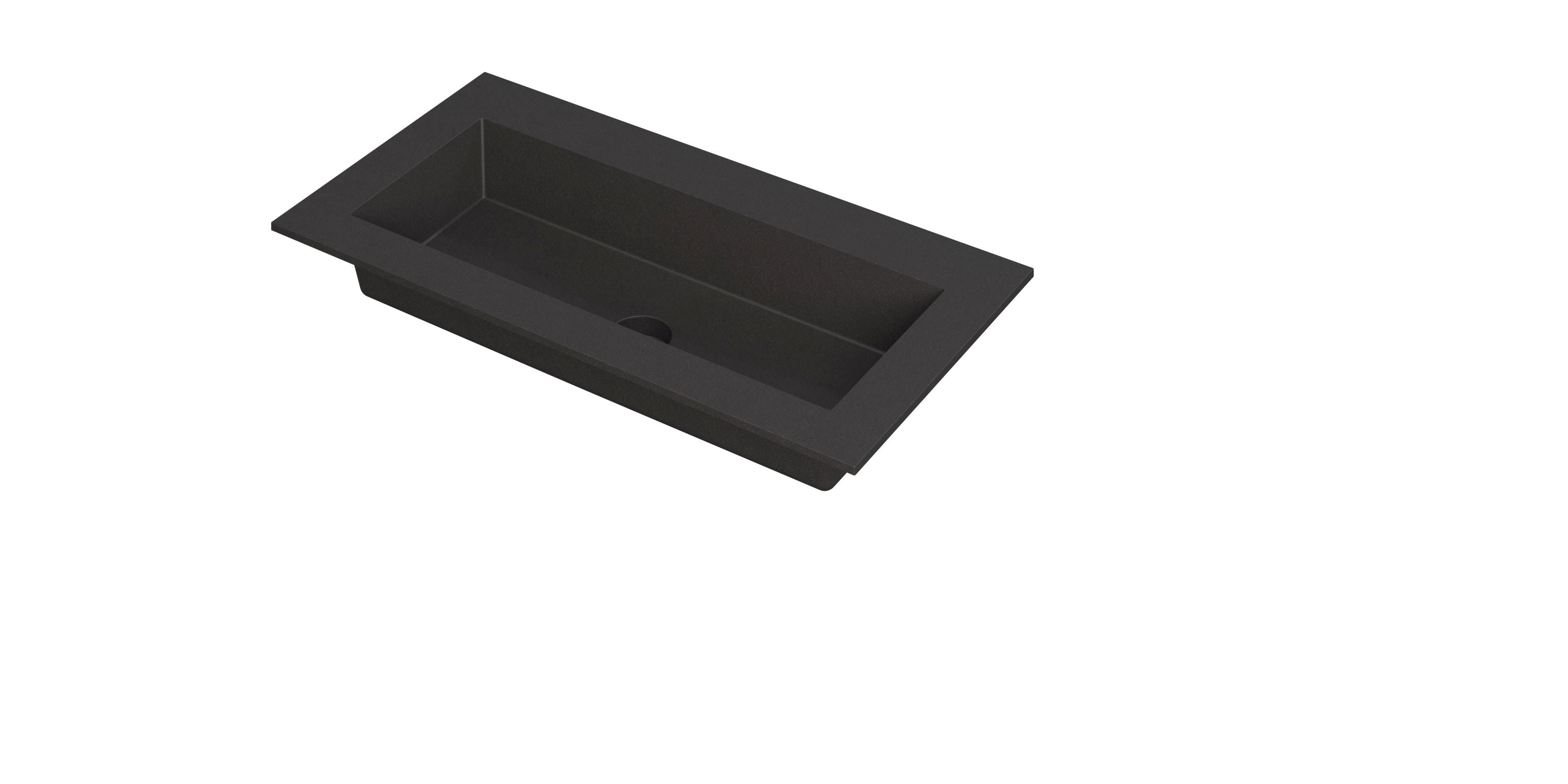 Ink Kraft meubelwastafel 90x45cm quartz - zonder kraangat - zwart