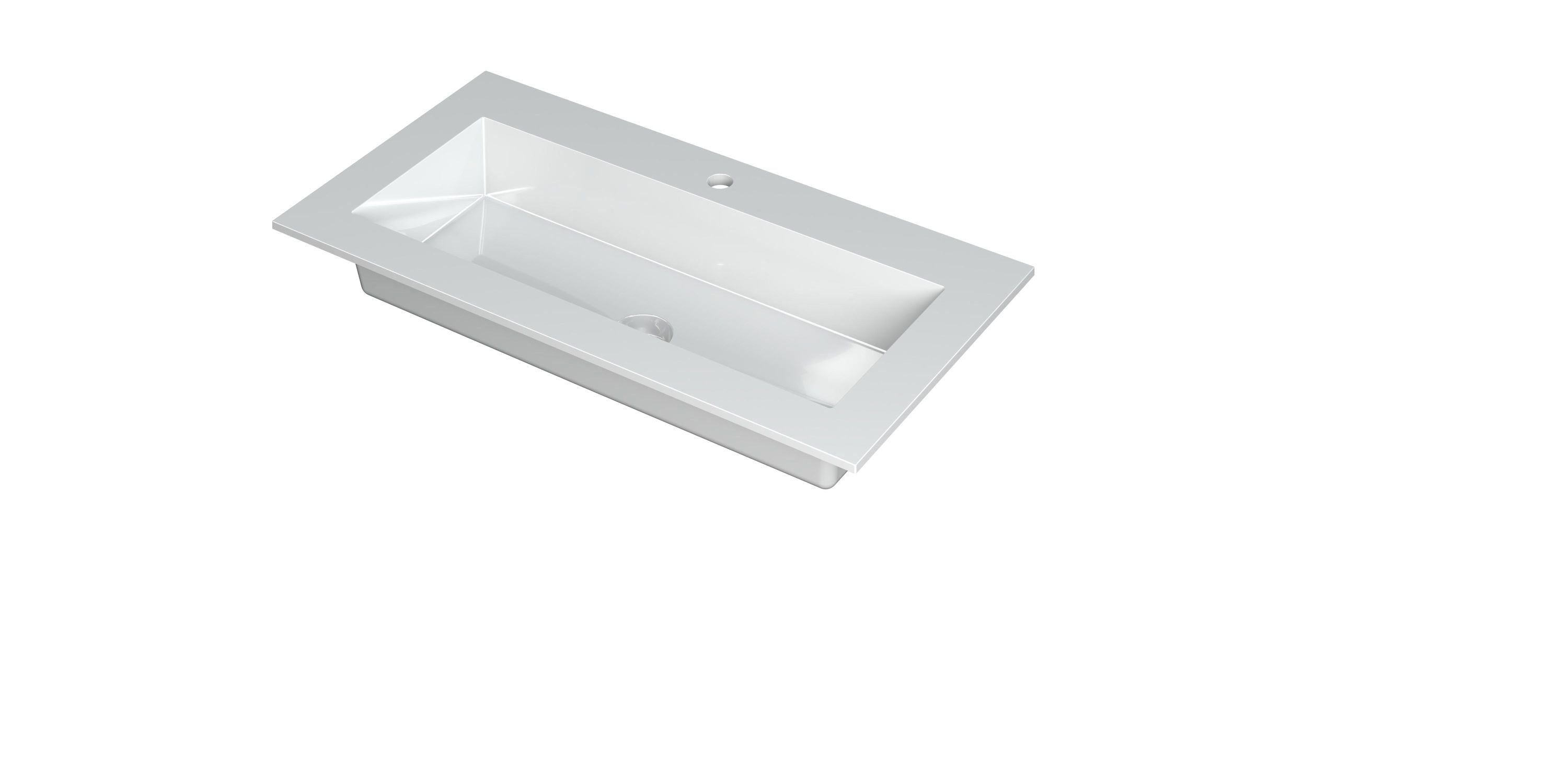 Ink Kraft meubelwastafel 90x45cm polystone - 1 kraangat - glans wit