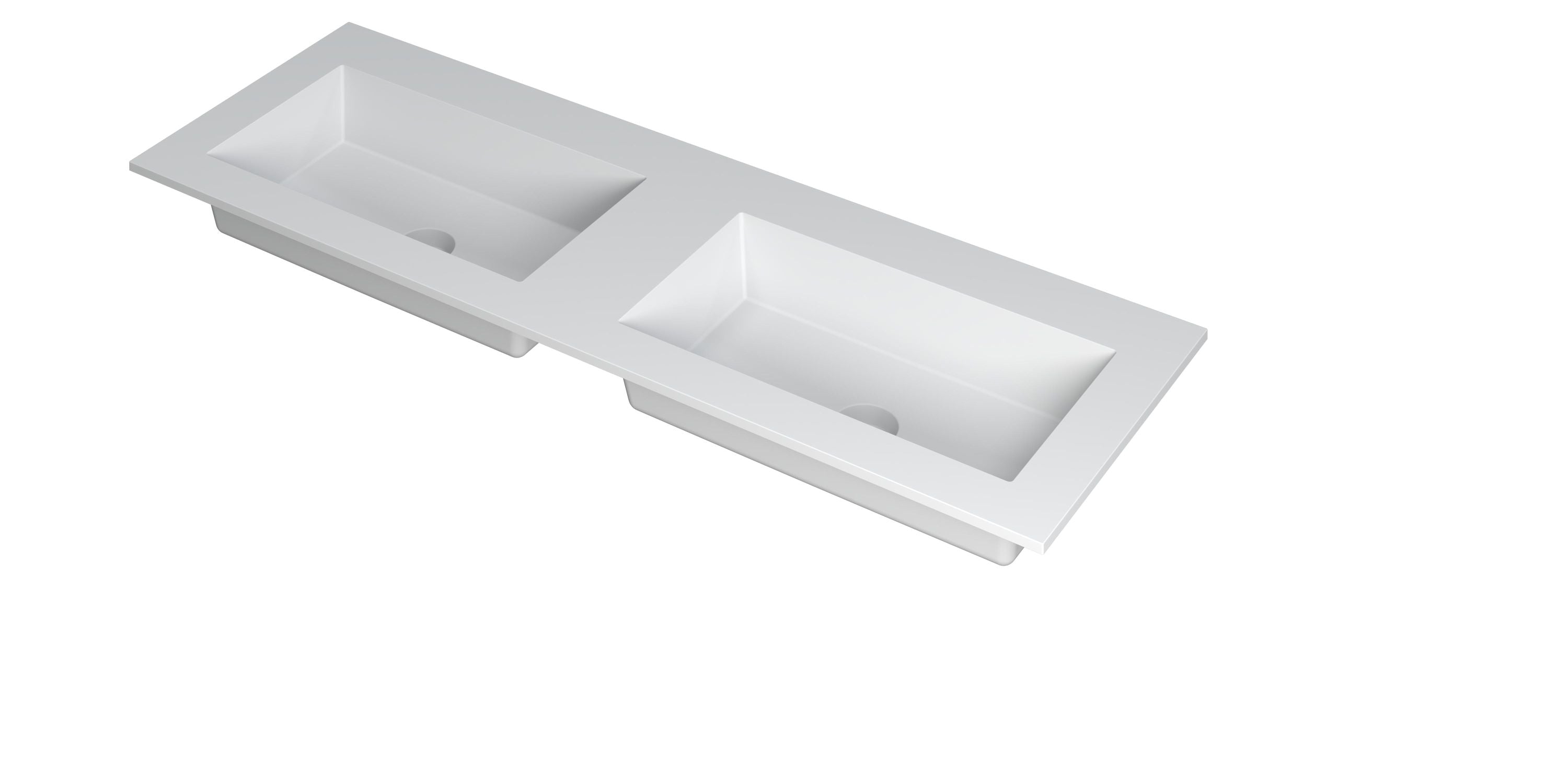 Ink Kraft meubelwastafel 140x45cm polystone - dubbel - zonder kraangaten - mat wit