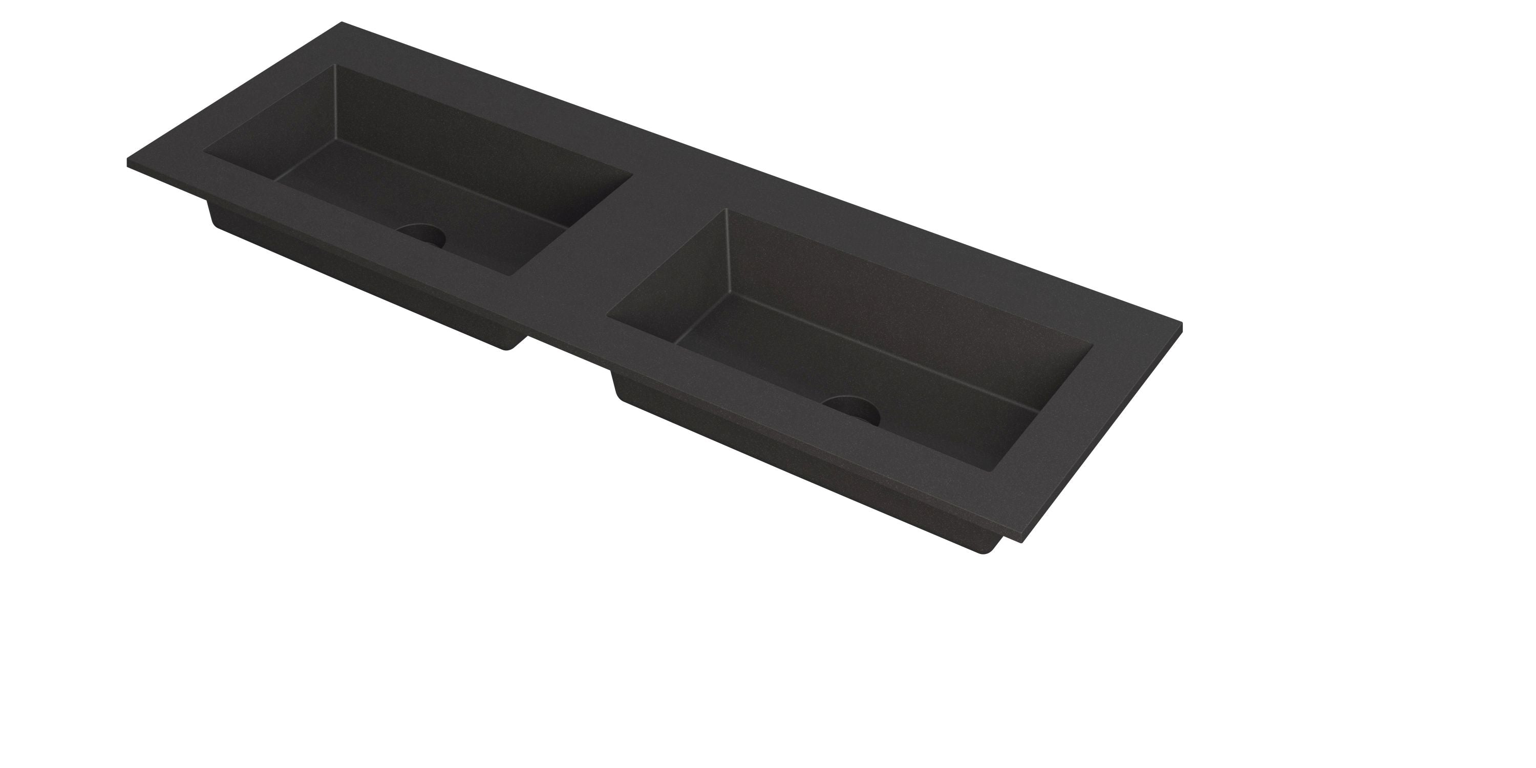 Ink Kraft meubelwastafel 140x45cm quartz - dubbel - zonder kraangat - zwart